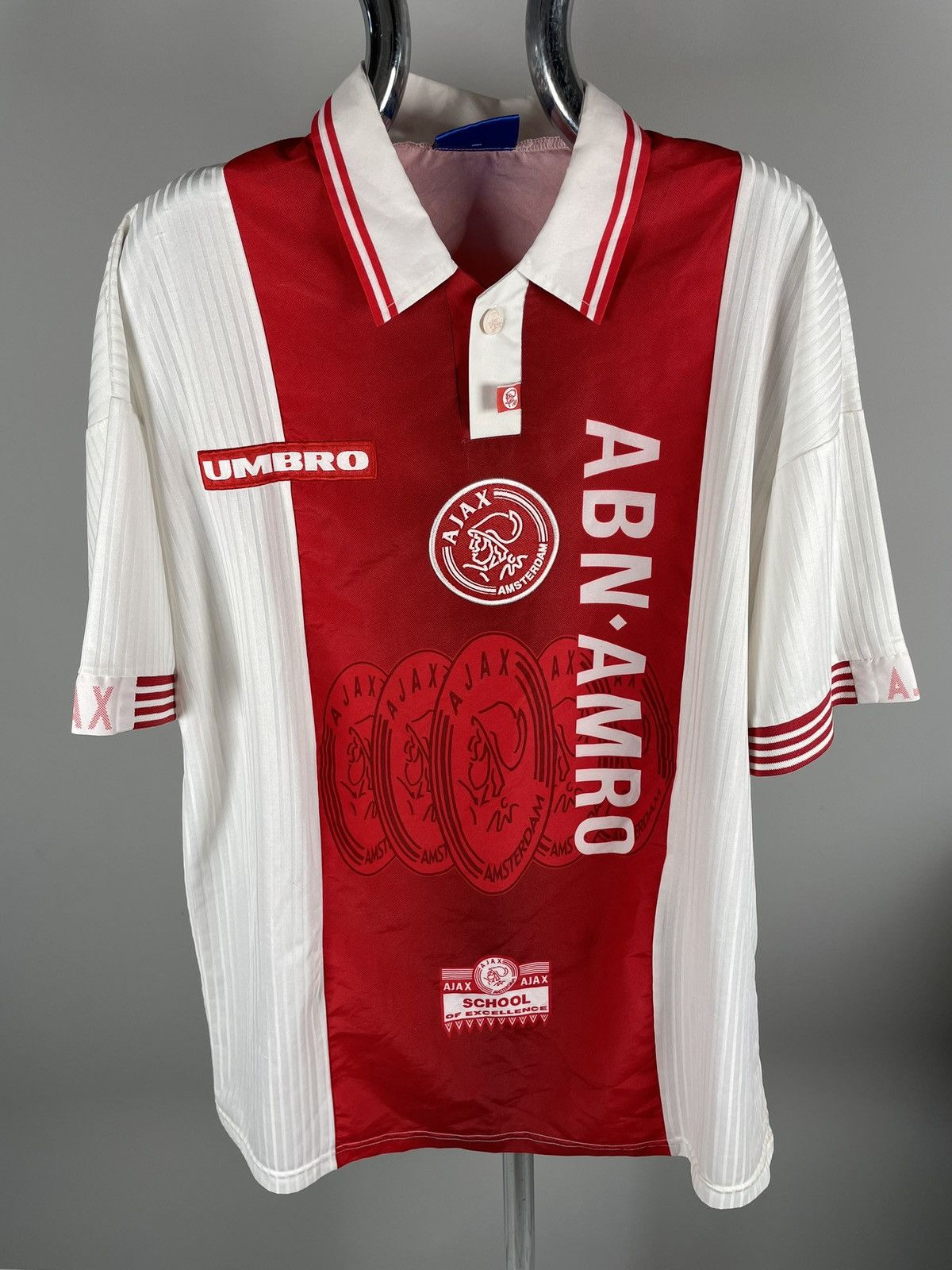 image of Soccer Jersey x Vintage 1995 - 1996 Ajax Home Original Football Shirt in Red, Men's (Size XL)