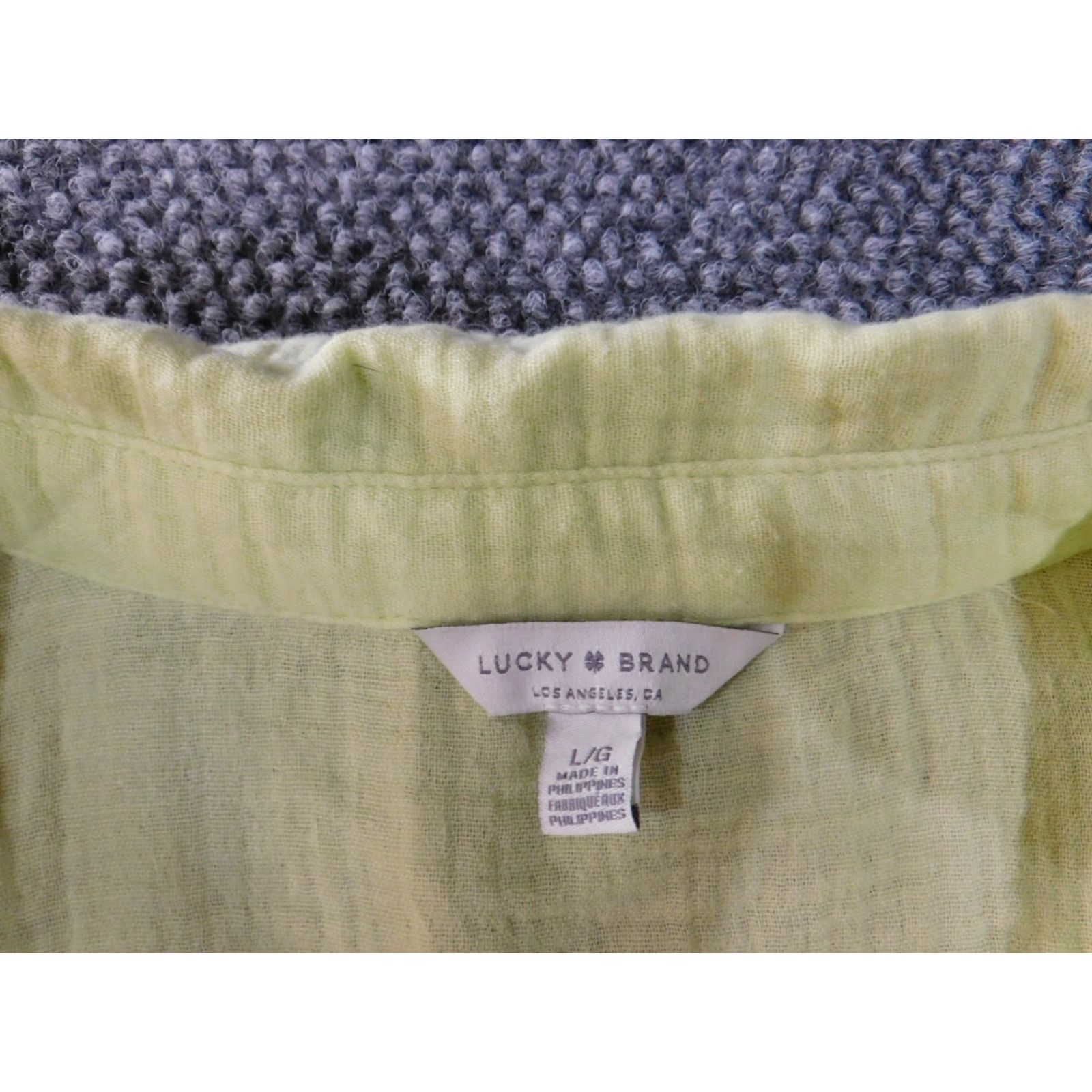 Lucky Brand Lucky Brand Button-Up Shirt Womens L Green Cotton Slit Casual Long Sleeve Button-Up Top Size L / US 10 / IT 46 - 4 Thumbnail