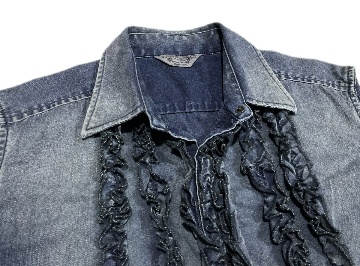 Diesel × Hysteric Glamour × Japanese Brand 🔥Sick Y2K Diesel Ruffled Denim Sleeveless Shirt Size US L / EU 52-54 / 3 - 3 Thumbnail