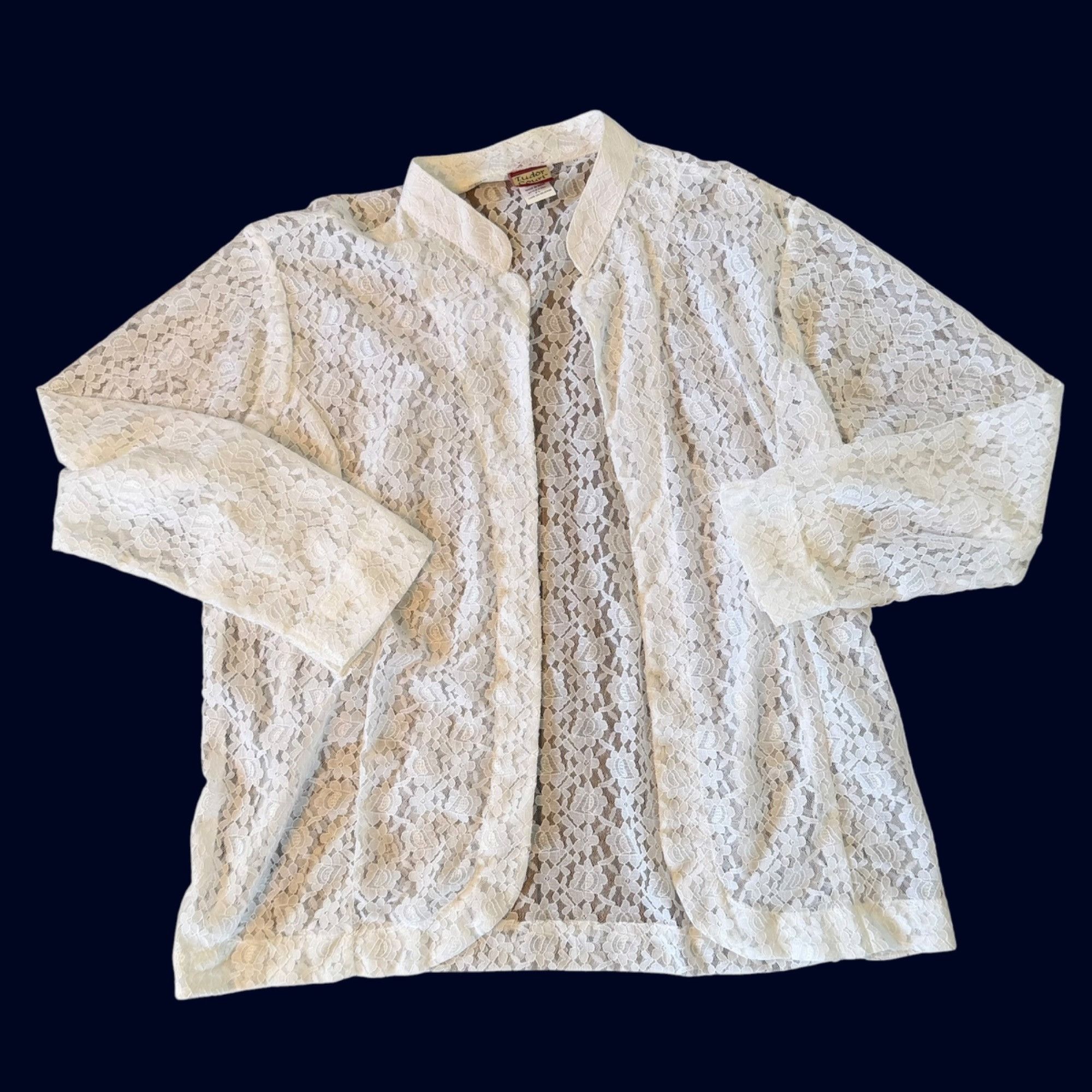 Vintage Vintage Tudor Court White Floral Lace Open Front Romantic Ja Size L / US 10 / IT 46 - 1 Thumbnail