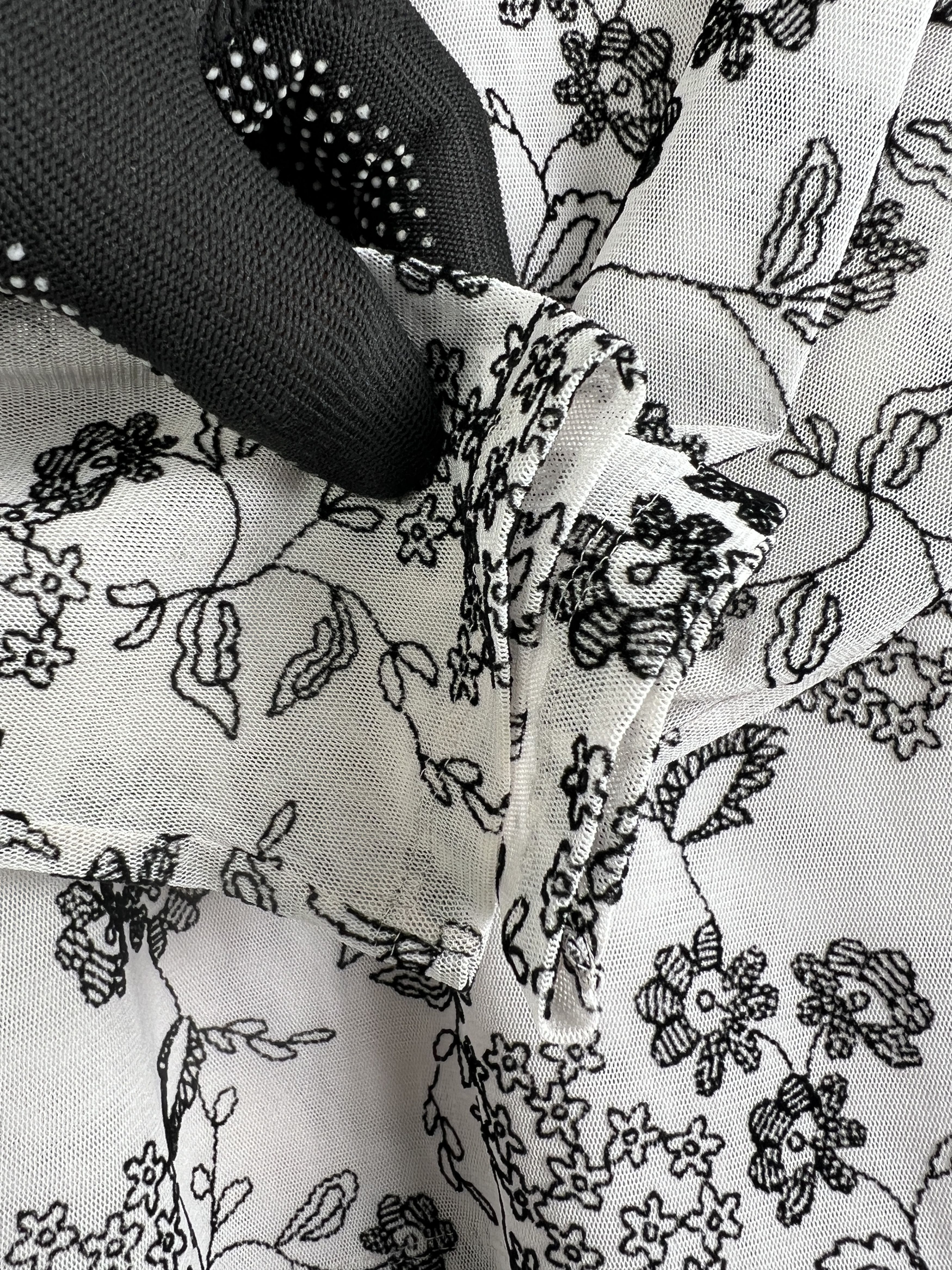 Japanese Brand Jane More Y2K Floral Embroidery See Through (M) GTMP034 Size M / US 6-8 / IT 42-44 - 4 Thumbnail