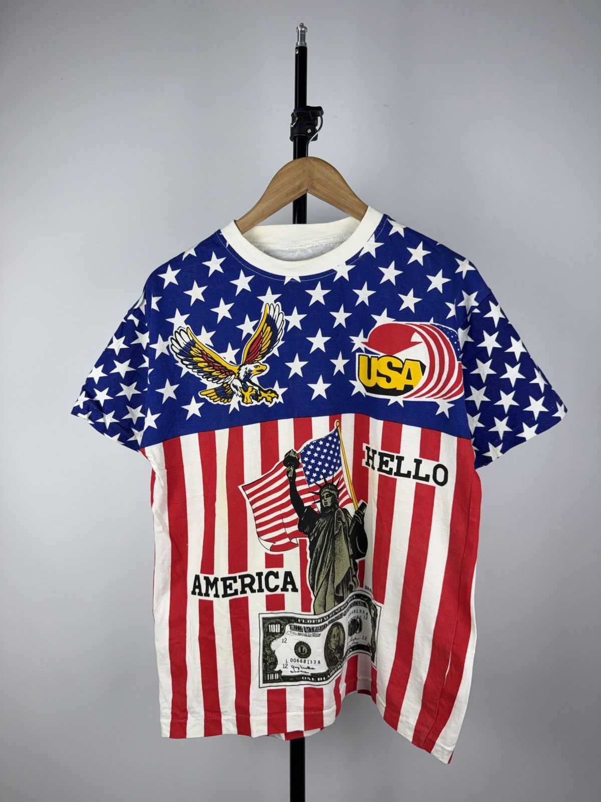 Vintage Vintage 90s USA Flag All Over Print T-Shirt Statue & Dollar Size US M / EU 48-50 / 2 - 1 Thumbnail