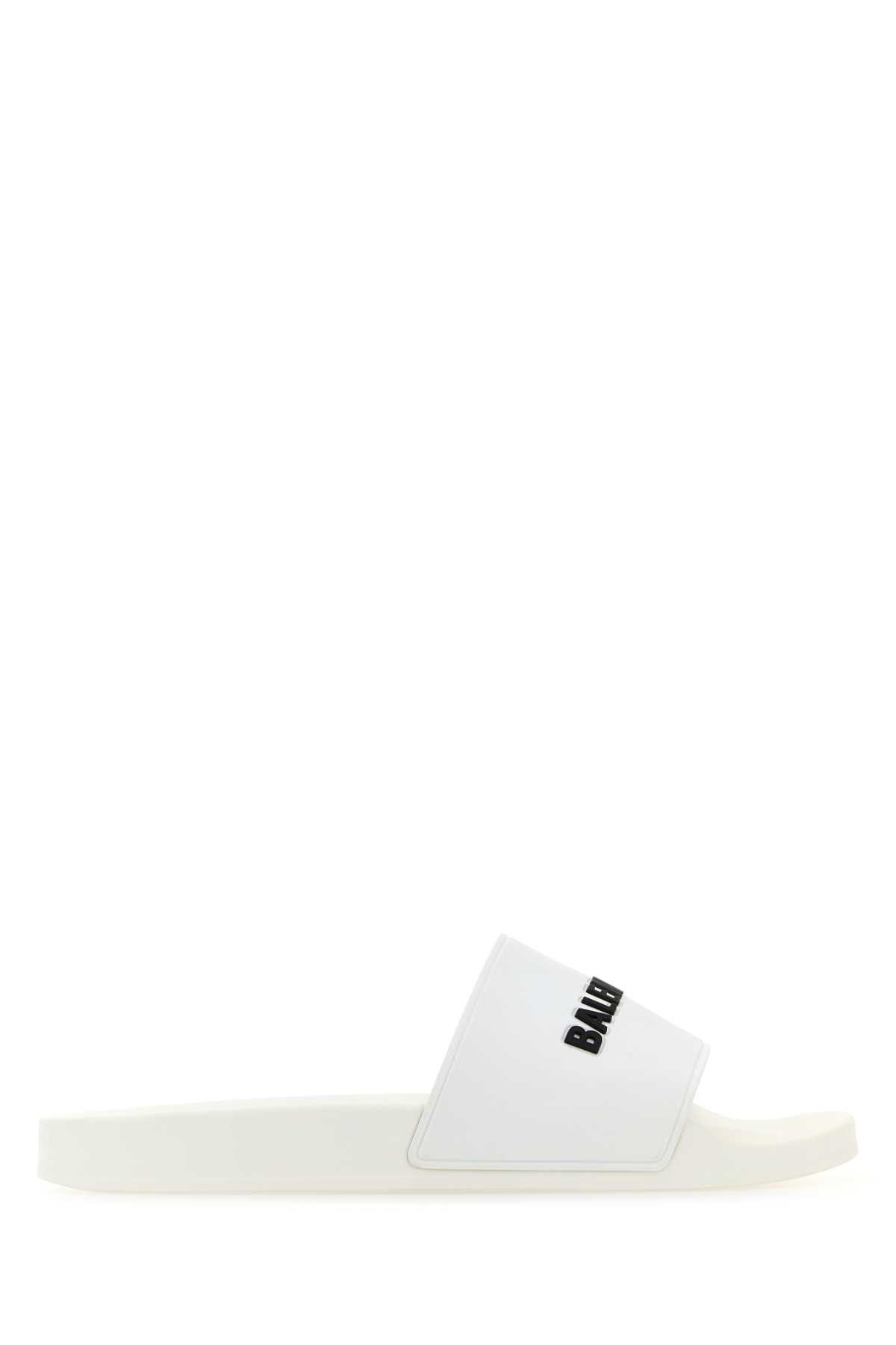 image of Balenciaga White Rubber Pool Slippers, Men's (Size 9)