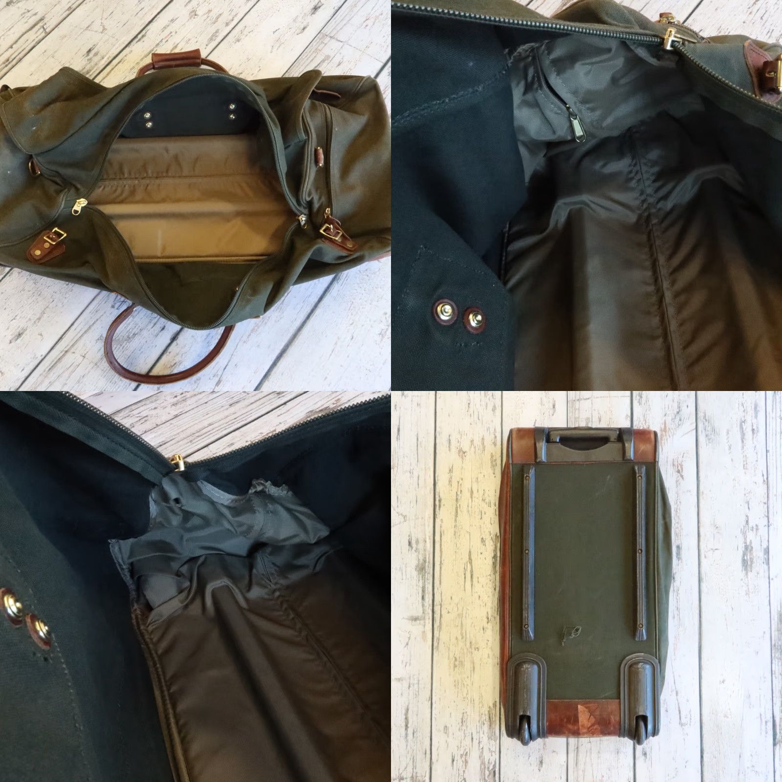 Orvis VINTAGE The Orvis Company Battenkill Leather & Green Rolling Canvas Luggage Bag Size ONE SIZE - 9 Thumbnail