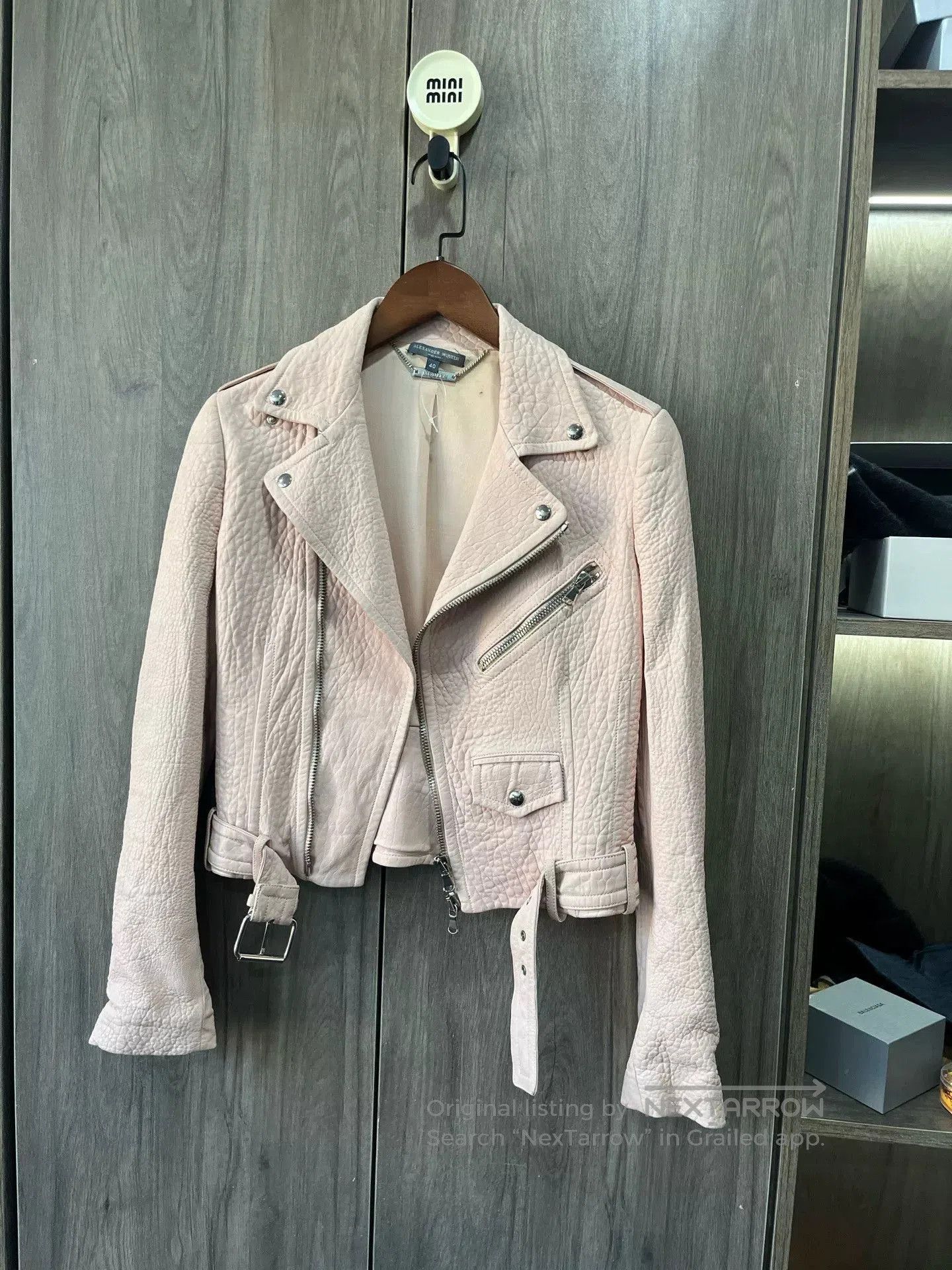 Alexander McQueen Alexander McQueen Pink Embossed Biker Jacket. Size S / US 4 / IT 40 - 5 Thumbnail