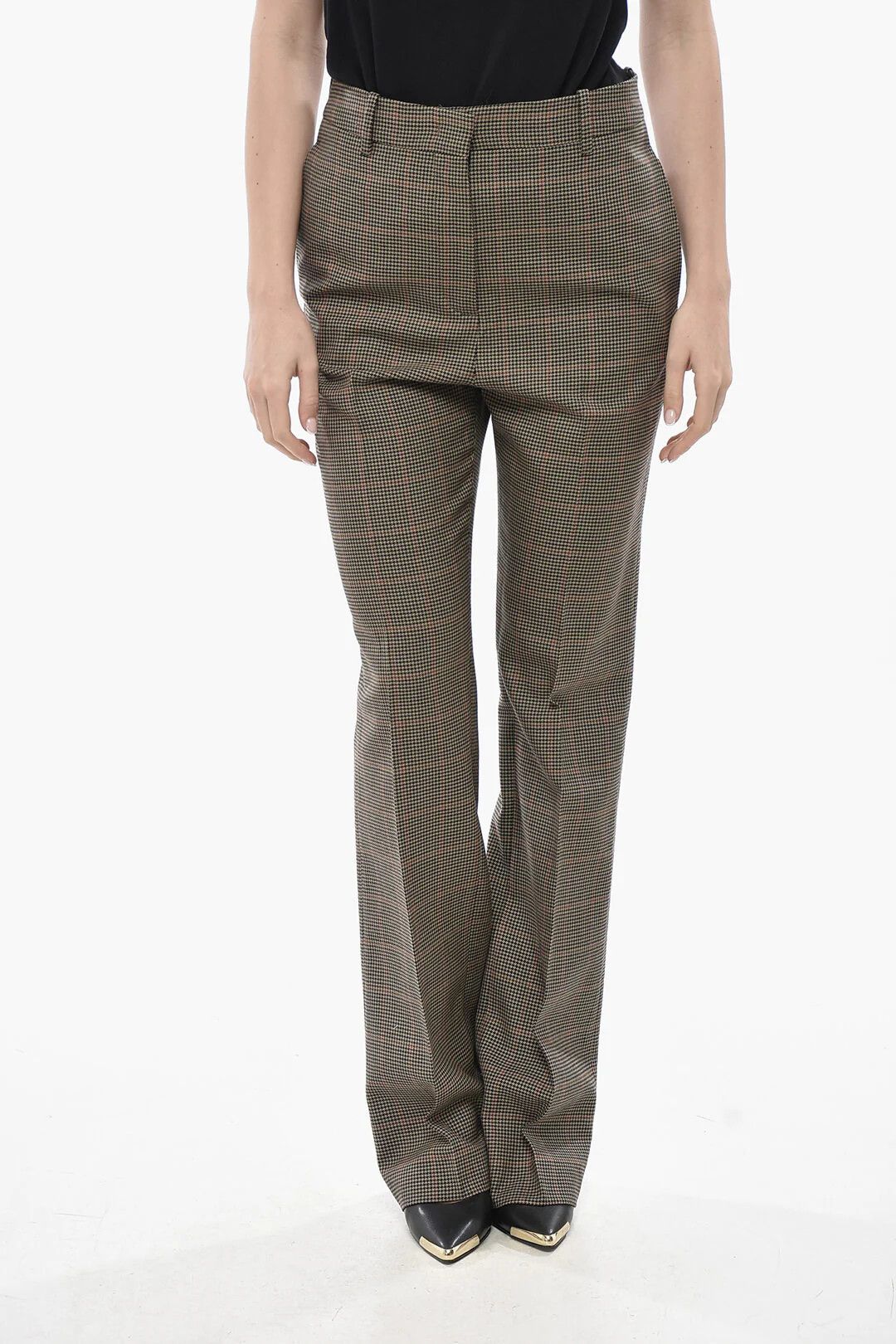 Golden Goose og1mm0426 Pied-de-Poule Virgin Wool Pant in Beige Size 27" / US 4 / IT 40 - 1 Thumbnail