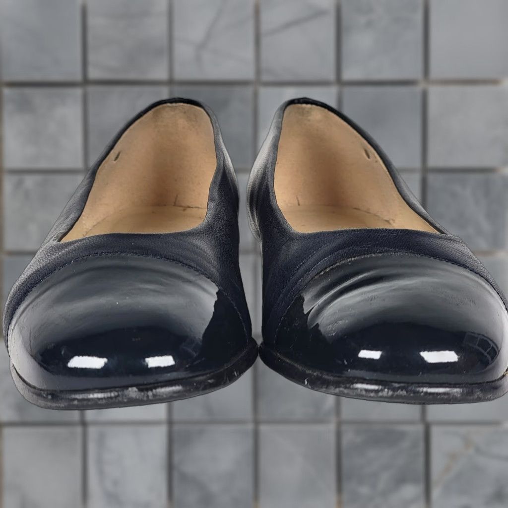 Etienne Aigner Etienne Aigner Ladies Strada Pumps Shoes Black Leather Square Toe 7M Slip On Heel Cone Cap Toe Womens Shoes Size US 7 / IT 37 - 1 Thumbnail