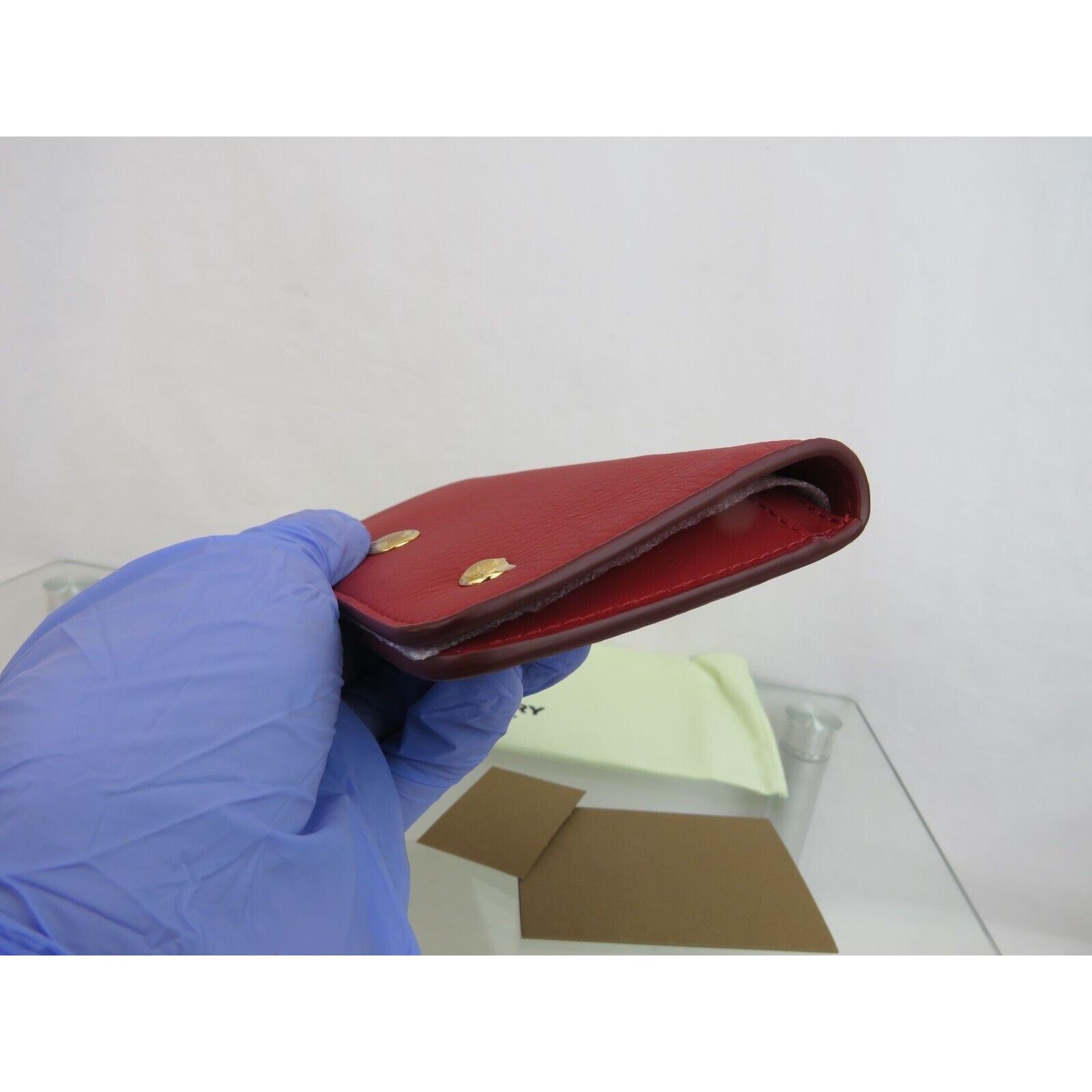 Burberry BURBERRY ROWE RED LEATHER LOGO BILL SNAP CONTINENTAL WALLET Size ONE SIZE - 11 Thumbnail