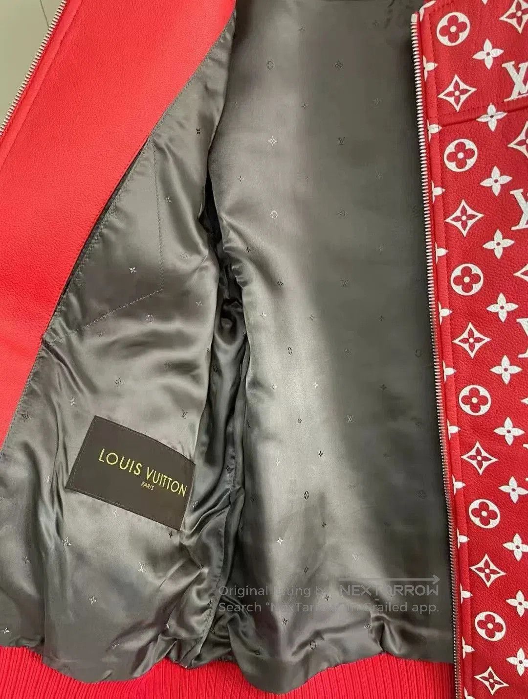 Louis Vuitton Louis Vuitton x Supreme Red Monogram Leather Jacket. Size US XL / EU 56 / 4 - 2 Thumbnail