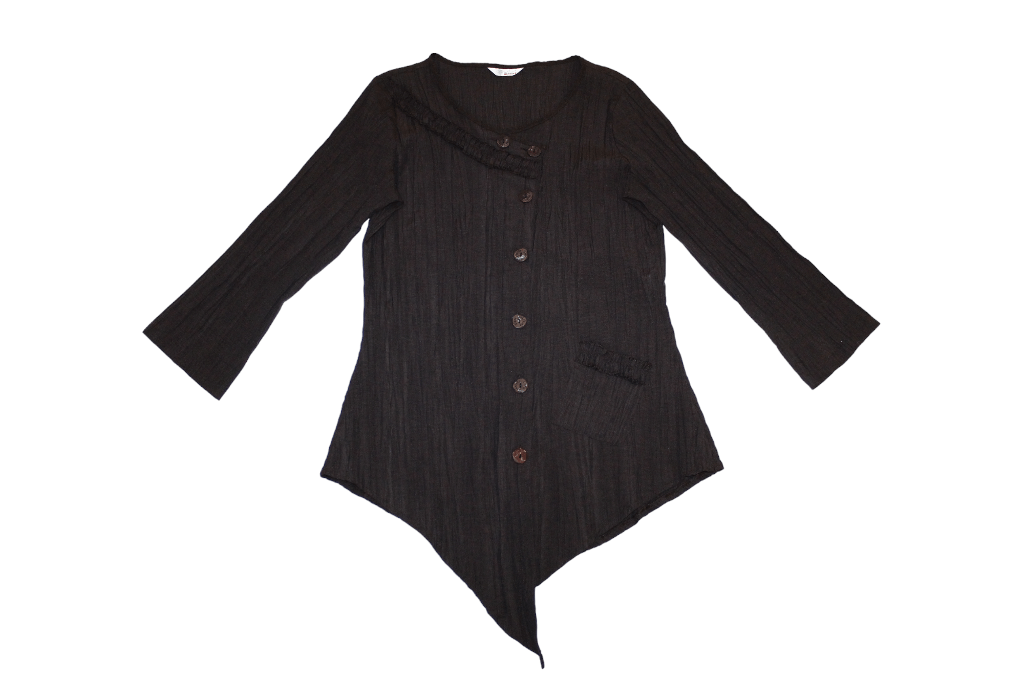 Beauty Beast 🔥 Sarafina Paris Plisse Crinkle Viscose Asymmetric Cardigan Size L / US 10 / IT 46 - 1 Thumbnail
