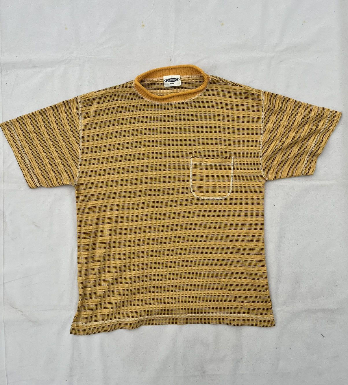 Japanese Brand Stripped Rib Collar Stormes Street Y2K Style Tee Size US XL / EU 56 / 4 - 1 Thumbnail