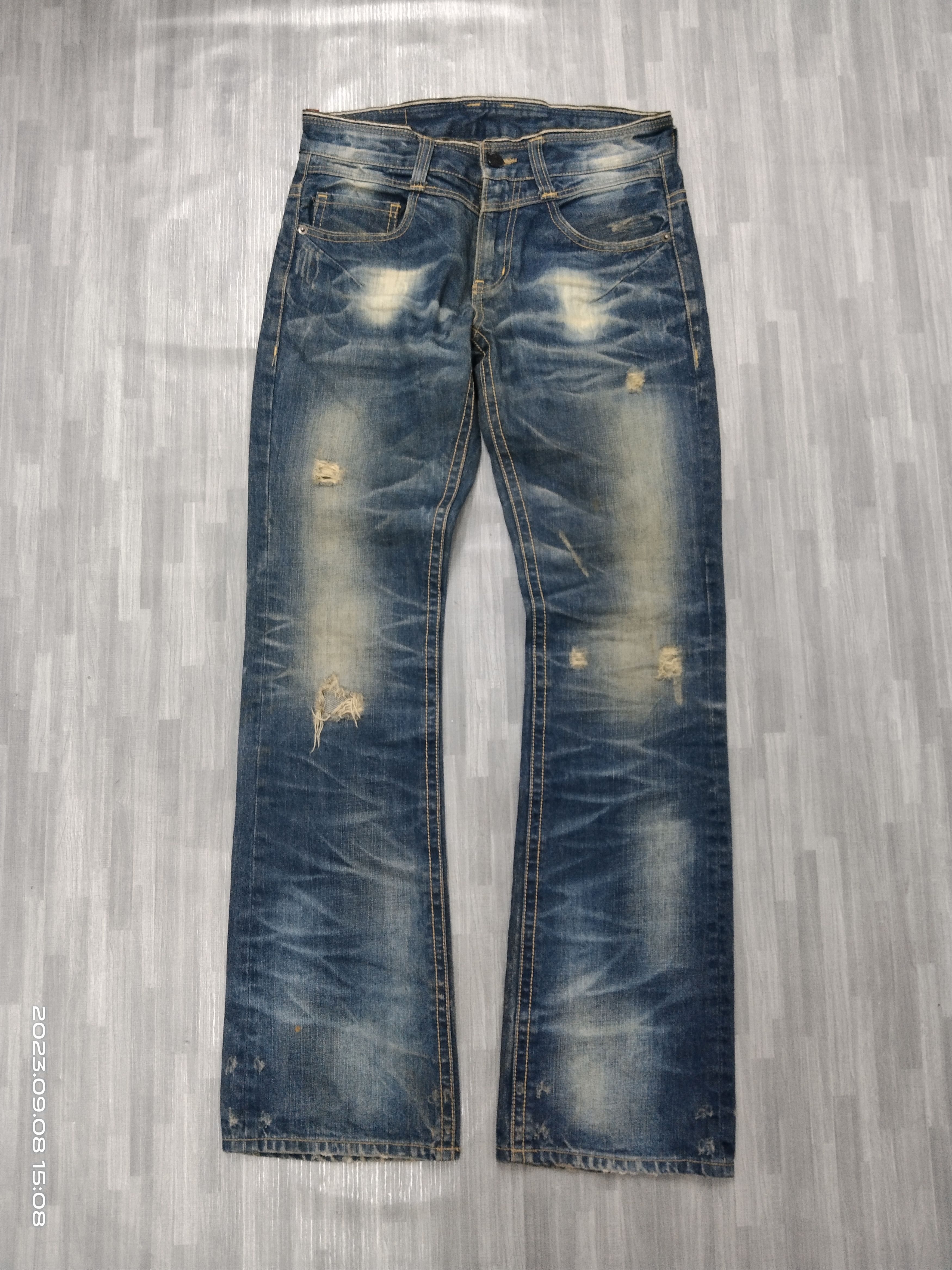Other FLARE SICK RIPED COTTON&INDIGO PANTS Size US 29 - 2 Thumbnail