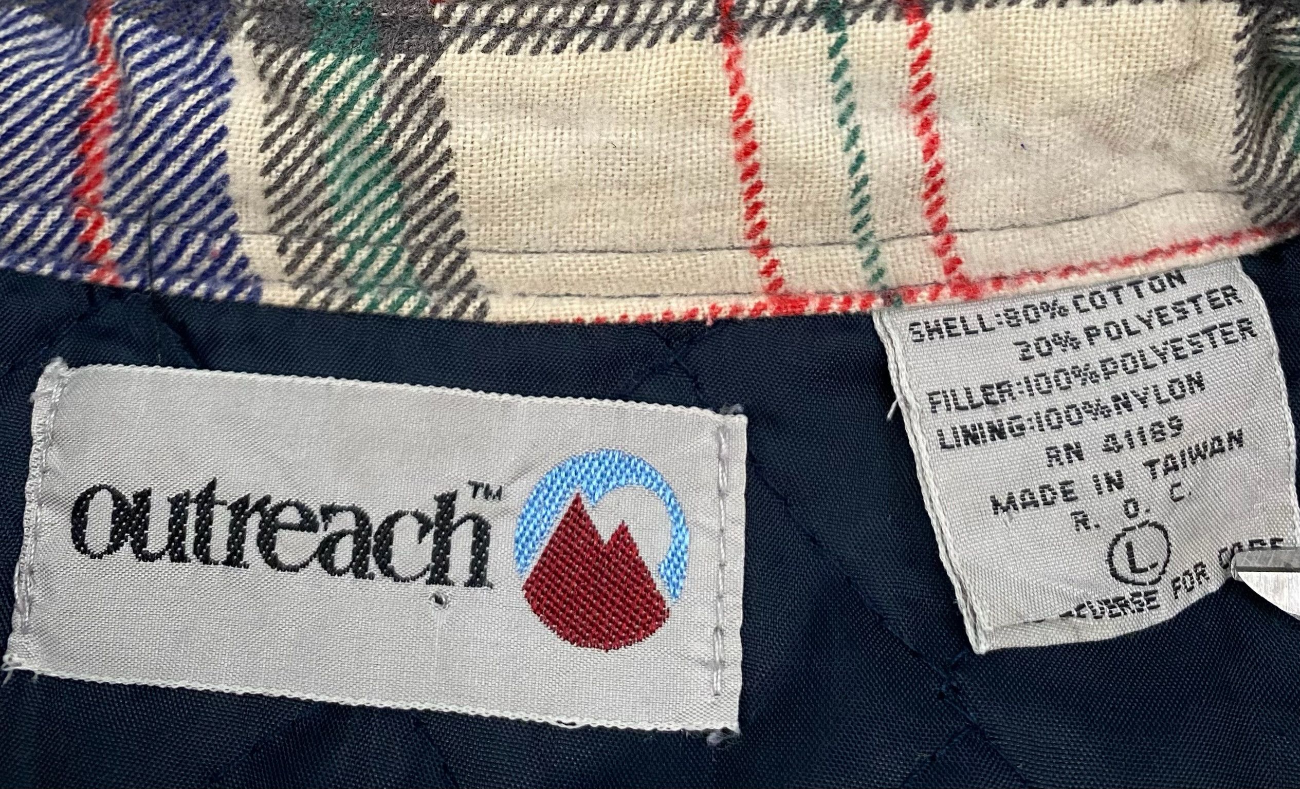 Vintage 80’s Outreach Plaid Lined Flannel Distressed Shirt Large Size US L / EU 52-54 / 3 - 3 Thumbnail