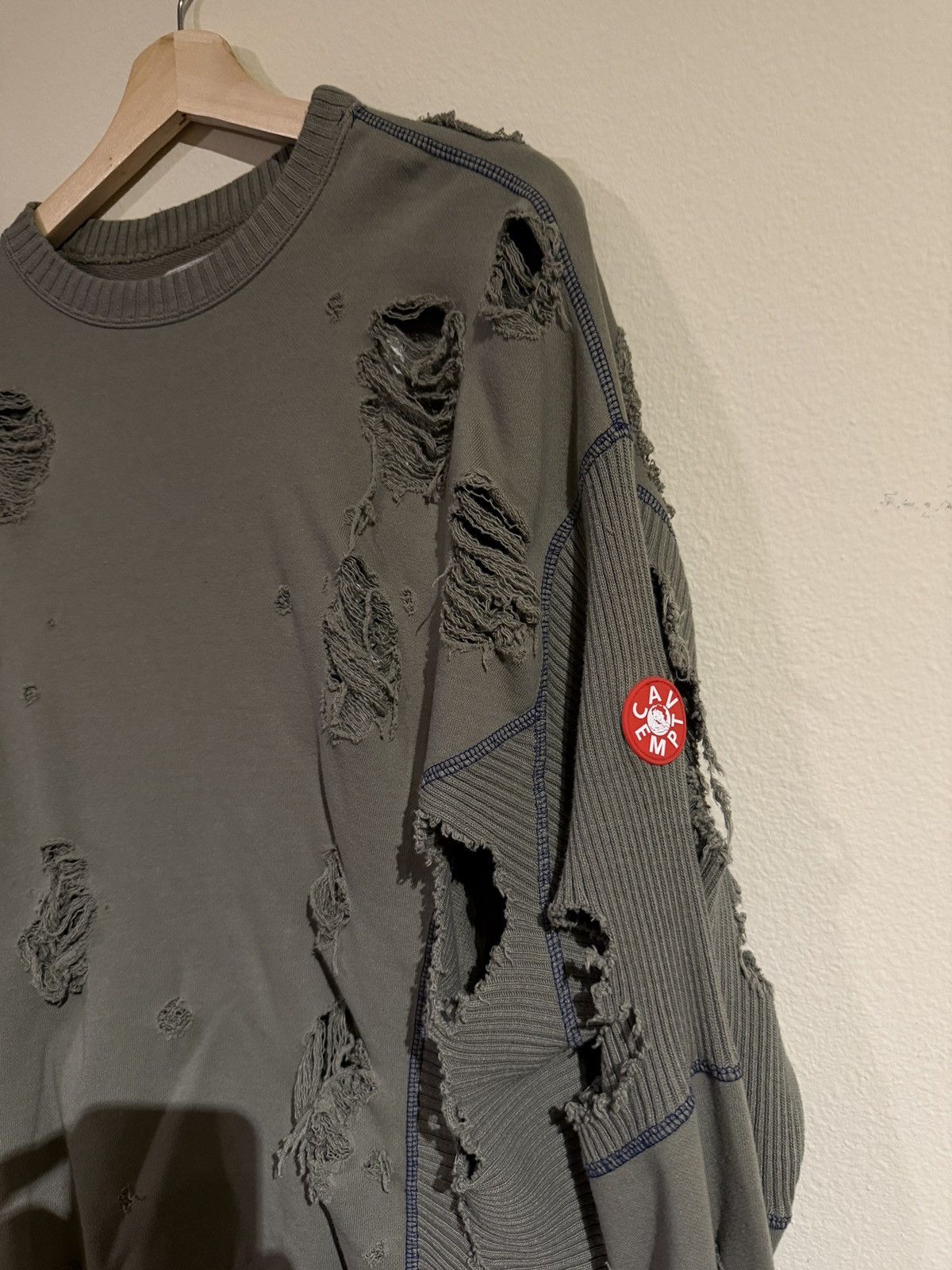 Cav Empt Cav Empt Olive Green Distressed Knit Sweater Size US M / EU 48-50 / 2 - 2 Thumbnail
