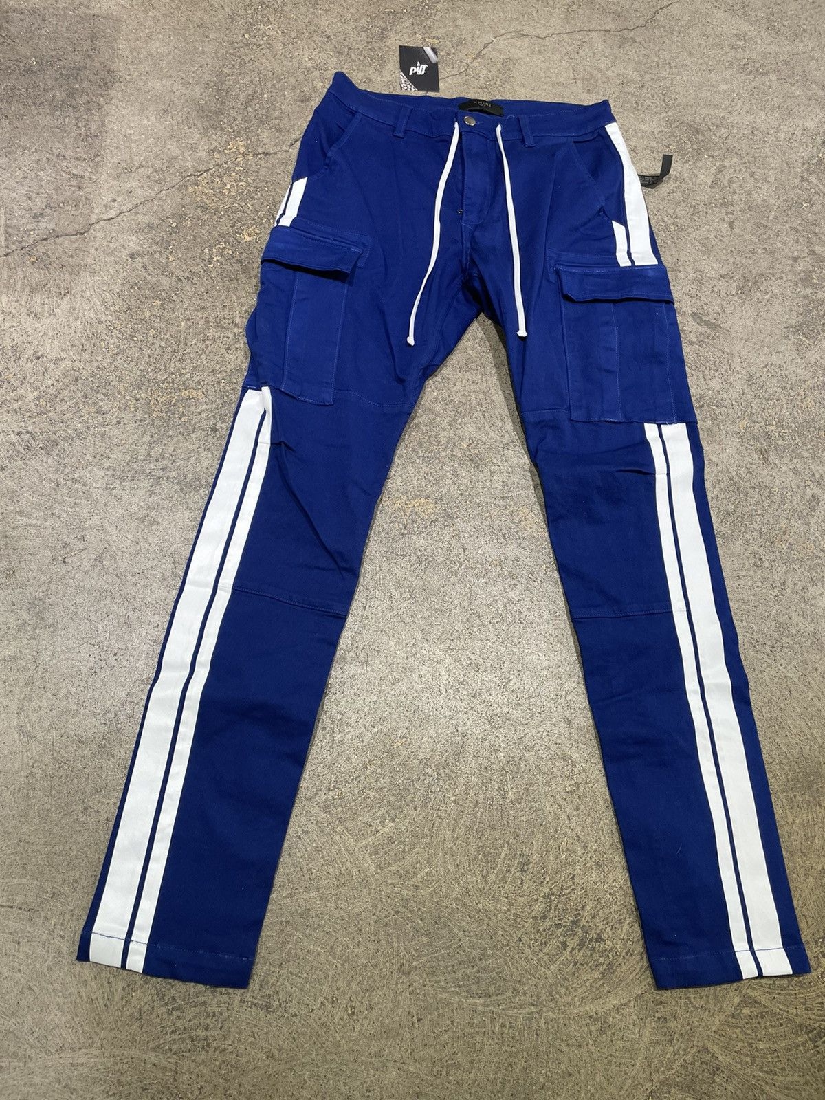 image of Amiri Stack Track Cargo Pants Blue, Men's (Size 31)