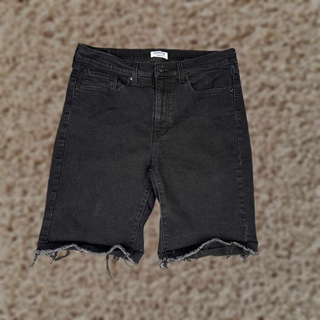 Levi's Denizen Levi's Black Denim Shorts Women 34x10 Cut-Off Stretch 5-Pocket Raw Hem Jeans Casual Women Size 24" / US 00 / IT 34 - 1 Thumbnail