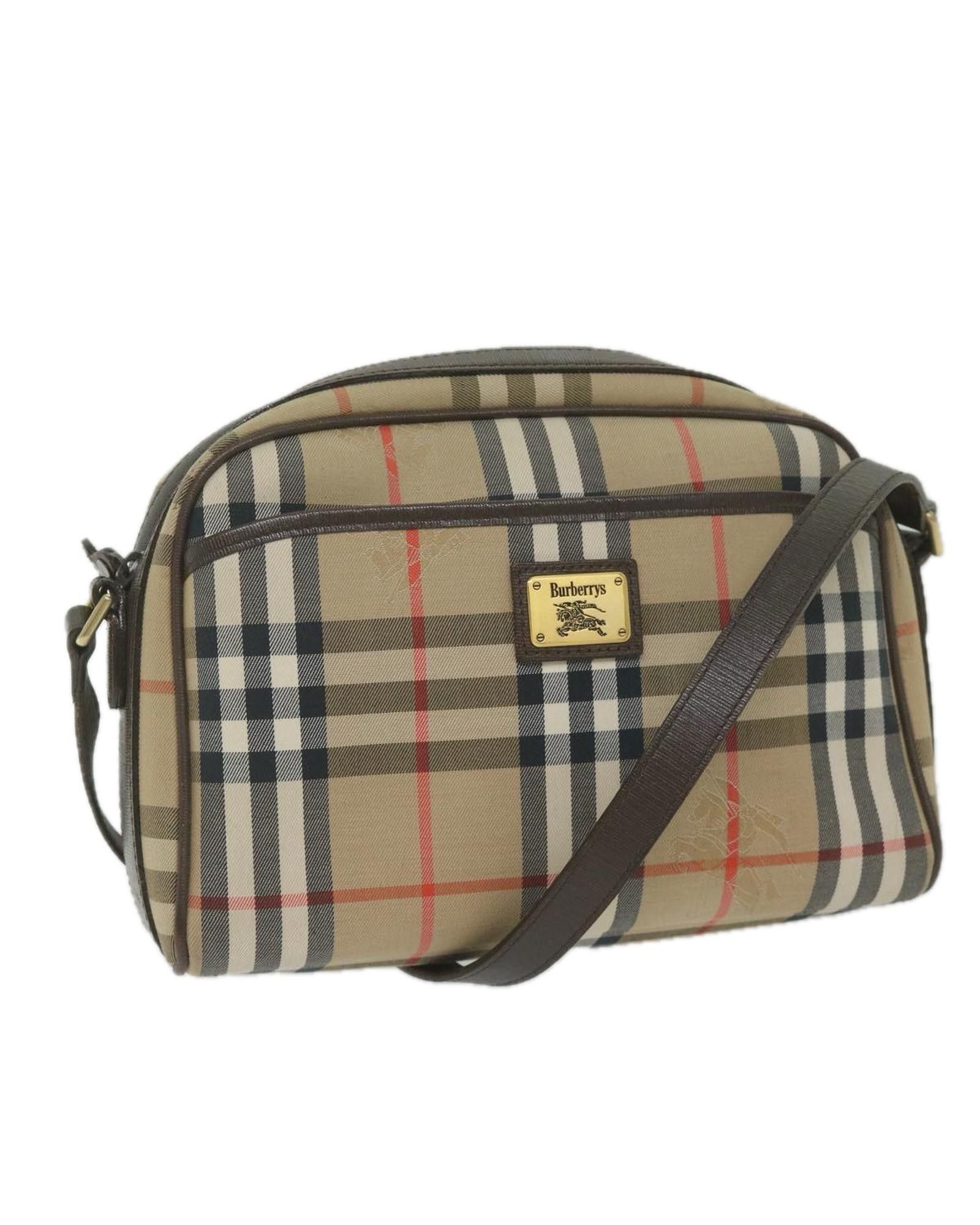 image of Burberry Beige Canvas Shoulder Bag, Women's