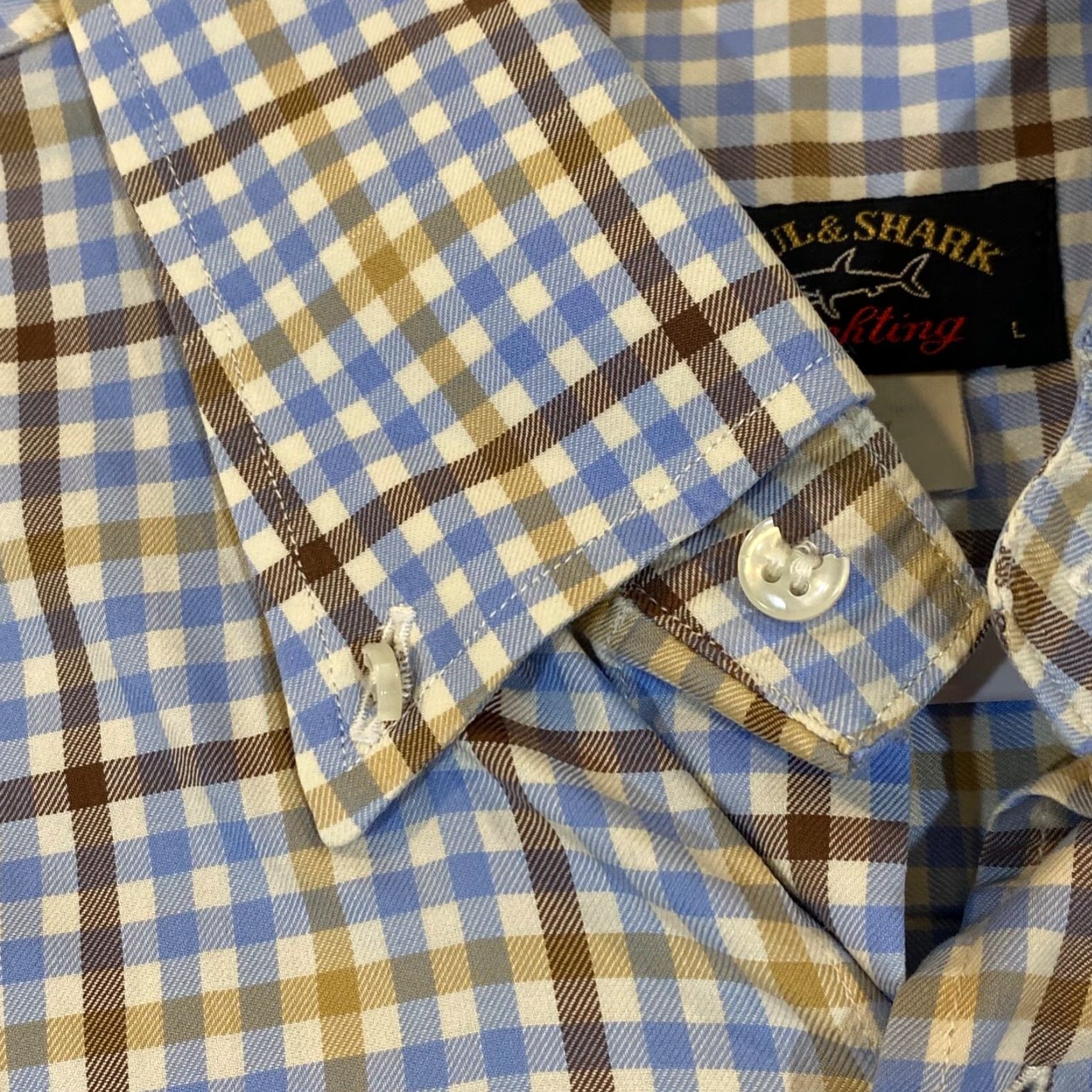 Paul & Shark Paul & Shark Yachting Shirt Mens Large Blue Brown Plaid Button-Down Top Size US L / EU 52-54 / 3 - 5 Thumbnail