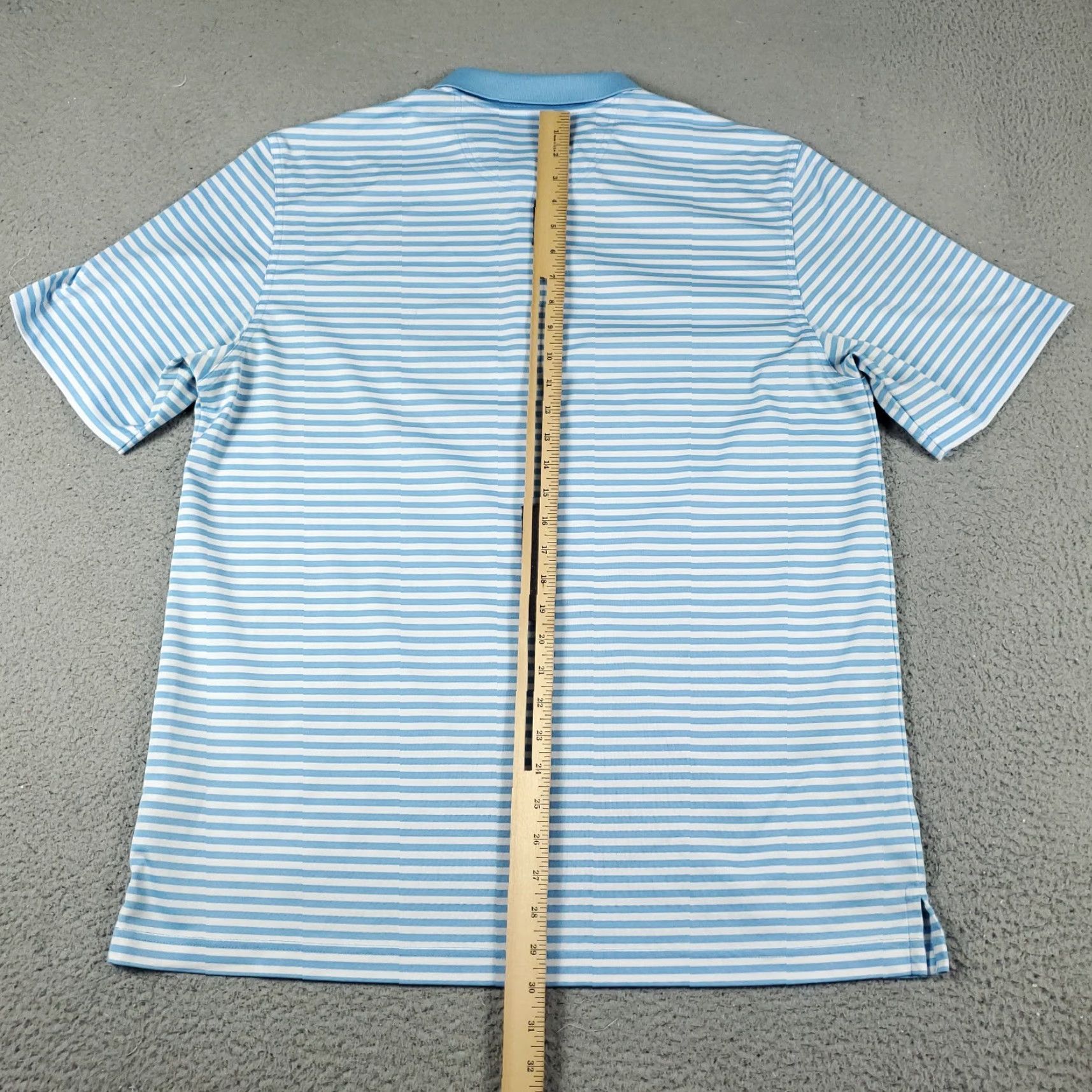 Vintage Greg Norman Polo Shirt Mens L Blue Striped Polo Shirt Casual Short Sleeve, Stained, Button, Logo, Regular Fit, Classic Preppy, Golf, Outdoor, Men Size US L / EU 52-54 / 3 - 7 Thumbnail