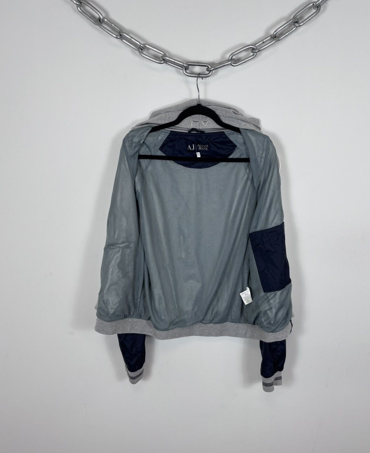 Armani Armani Jeans Men’s Hooded Bomber Jacket Navy Blue/Grey Size US L / EU 52-54 / 3 - 3 Thumbnail