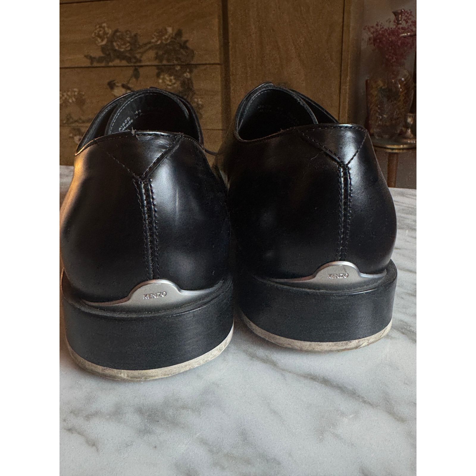 Kenzo Kenzo Men's Black Leather Lace-up Shoes Size US 10.5 / EU 43-44 - 5 Thumbnail