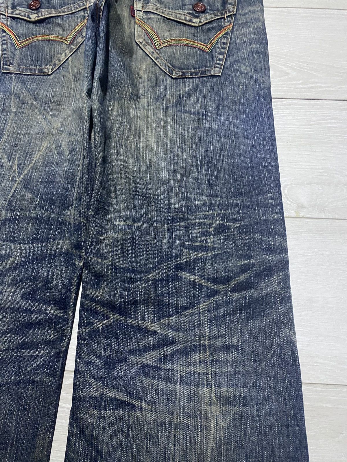 Junya Watanabe Vintage Edwin 503 Blue Trip Thunder Mud Wash Baggy Jeans Size US 36 / EU 52 - 10 Thumbnail