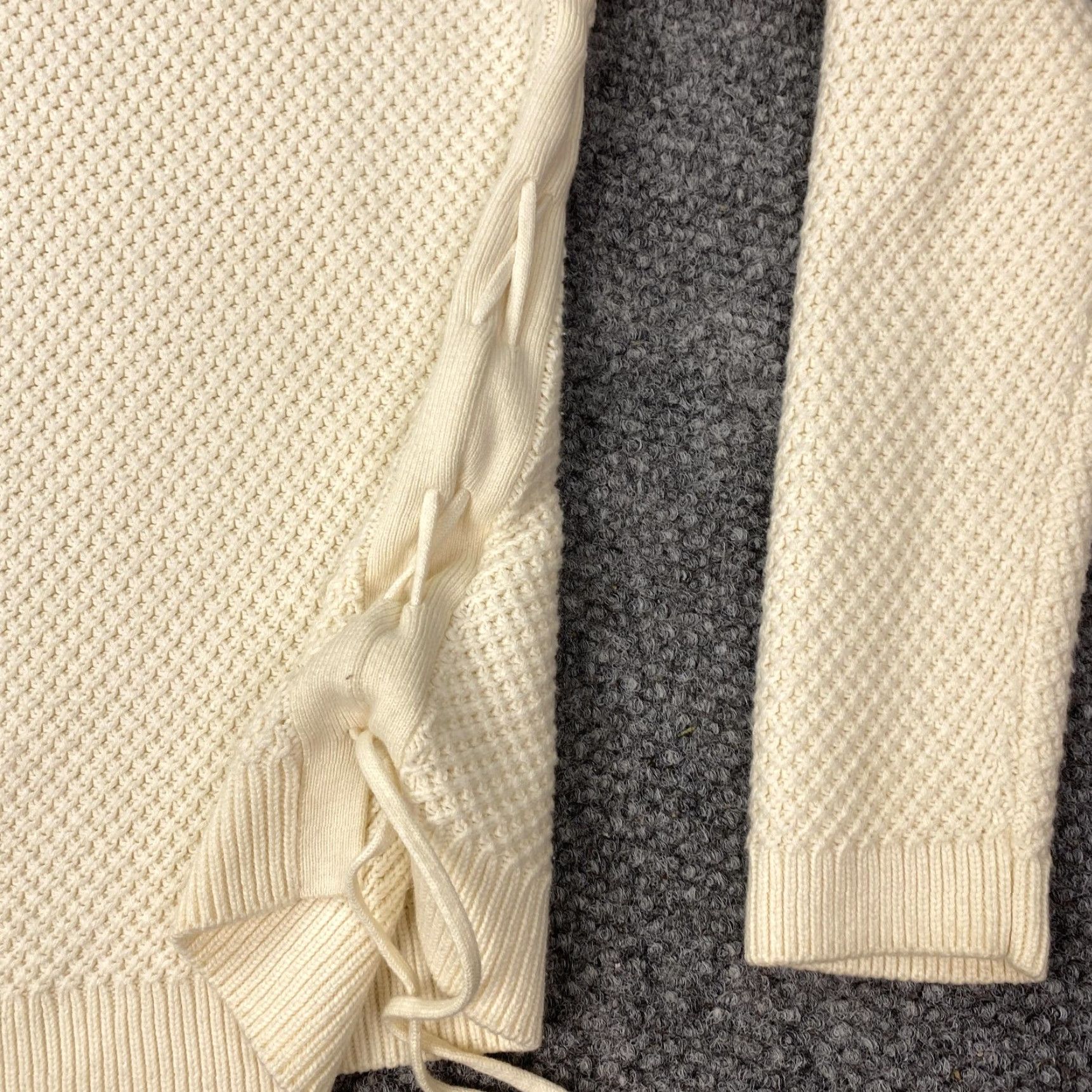 Talbots TALBOTS Sweater Womens Medium Ivory Crewneck Lace-Up Knit Pullover Size M / US 6-8 / IT 42-44 - 4 Thumbnail