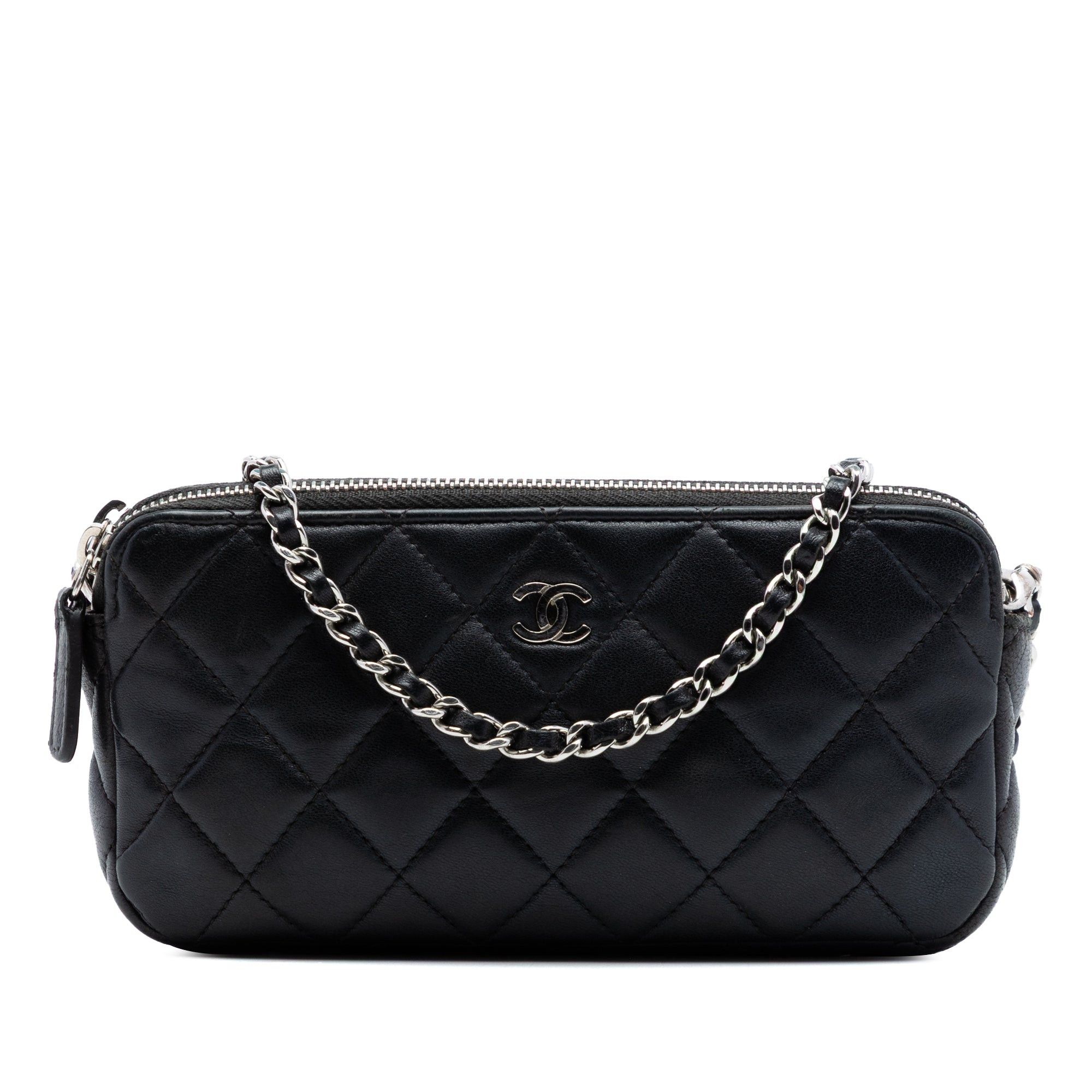 Chanel CC Quilted Lambskin Double Zip Clutch With Chain Size ONE SIZE - 1 Thumbnail