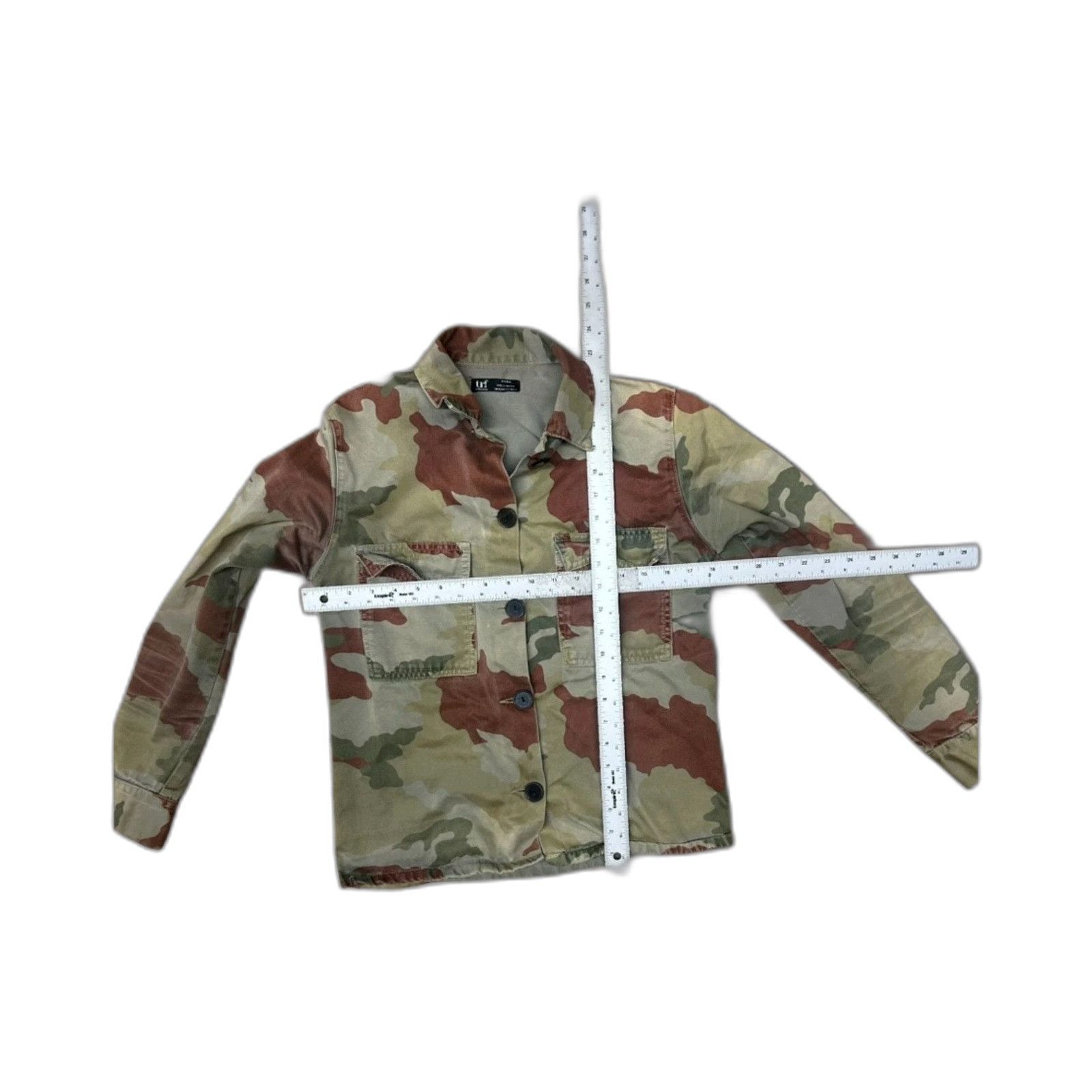 Zara ZARA Women's Green Camo Button Up Military Jacket Top XS 100 Size US XS / EU 42 / 0 - 2 Thumbnail