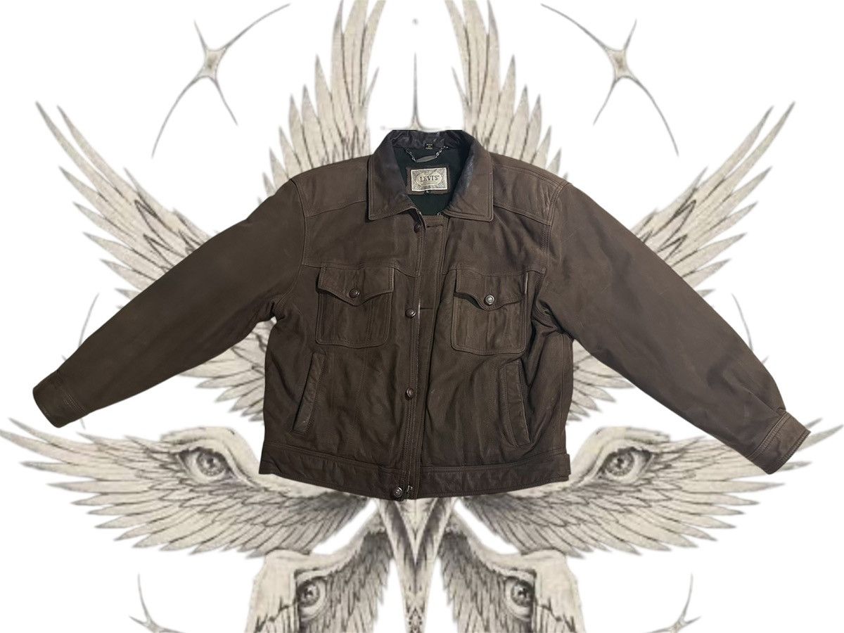 Levi's Levis Leather Trucker Jacket Size US L / EU 52-54 / 3 - 1 Thumbnail