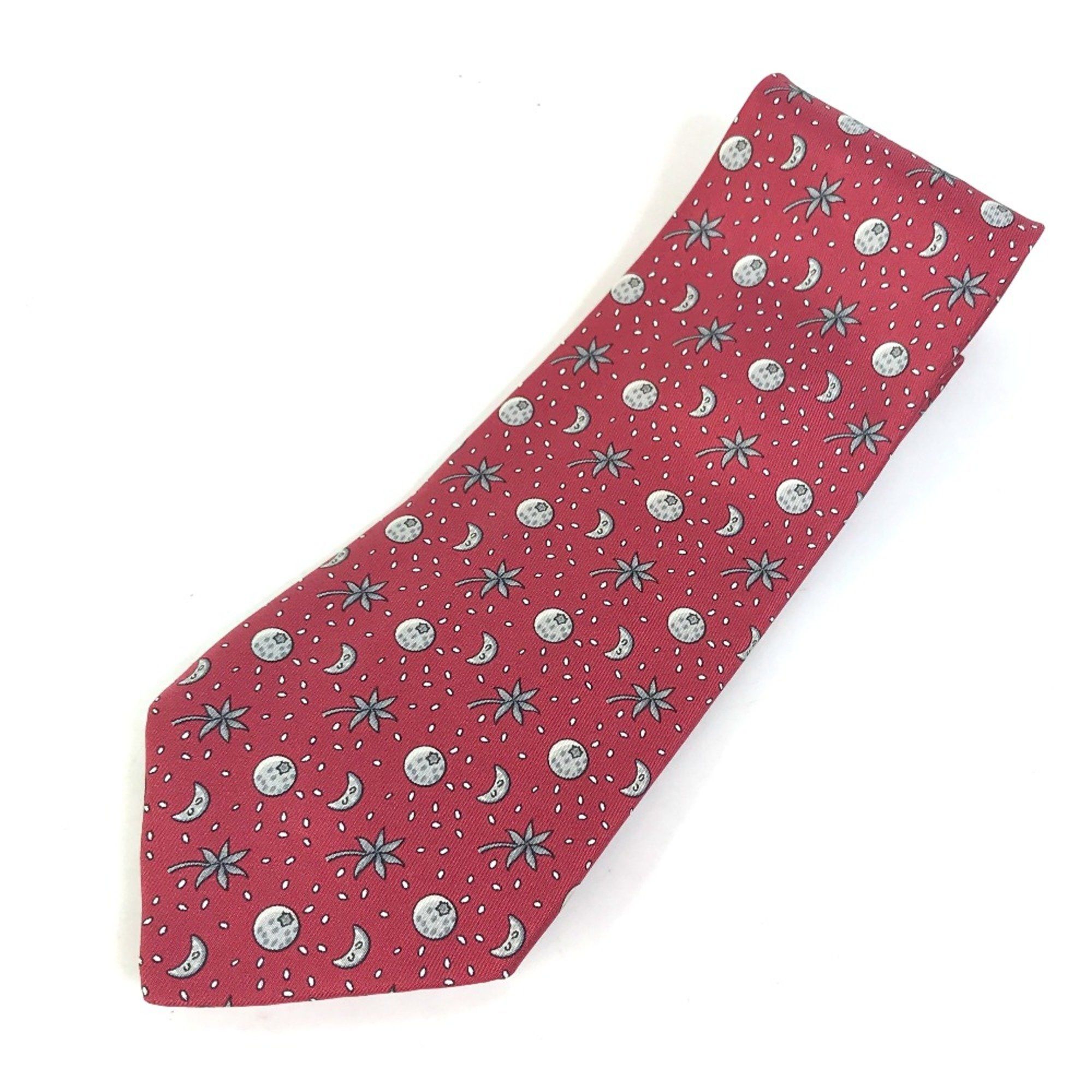 Hermes Hermes Moon Fashion Accessories Necktie Bordeaux Based Size ONE SIZE - 1 Thumbnail