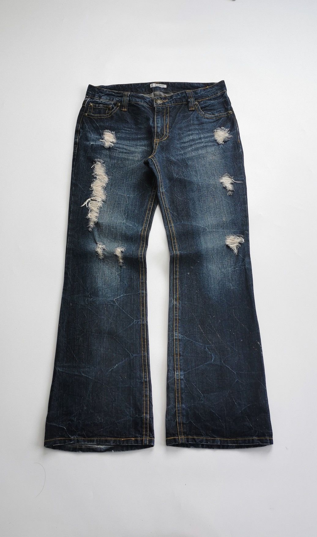 Japanese Brand SORRIDERE DISTRESSED FLARE JEANS Size US 34 / EU 50 - 2 Thumbnail
