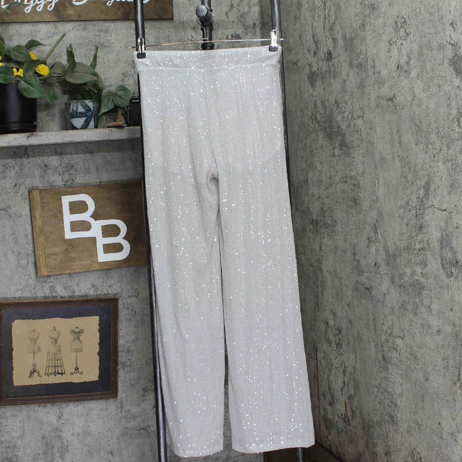 Designer Nwt Wild Fable Leg Holiday Sequin Pants 91904442 Gray S Size 28" / US 6 / IT 42 - 2 Thumbnail