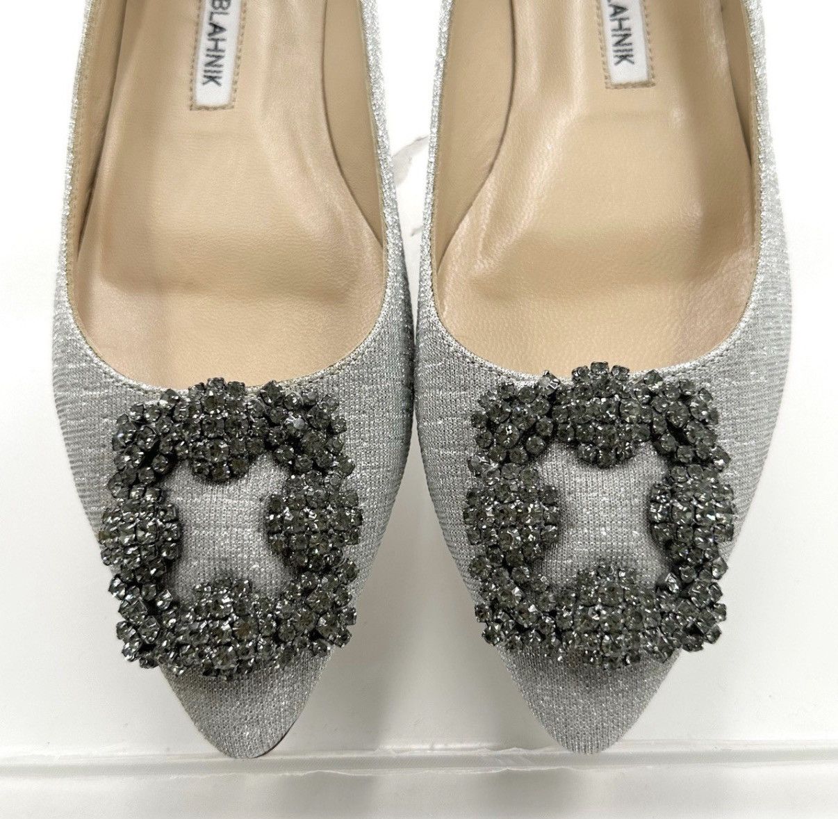 Manolo Blahnik Manolo Blahnik/MB Silver Thread Square Buckle Flats K12 Size US 6 / IT 36 - 5 Thumbnail