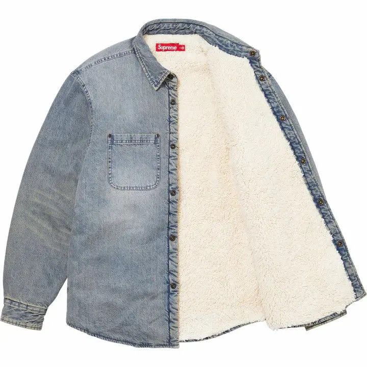 Supreme In hand Supreme denim Faux Shearling Lined Work Shirt Size US M / EU 48-50 / 2 - 3 Thumbnail
