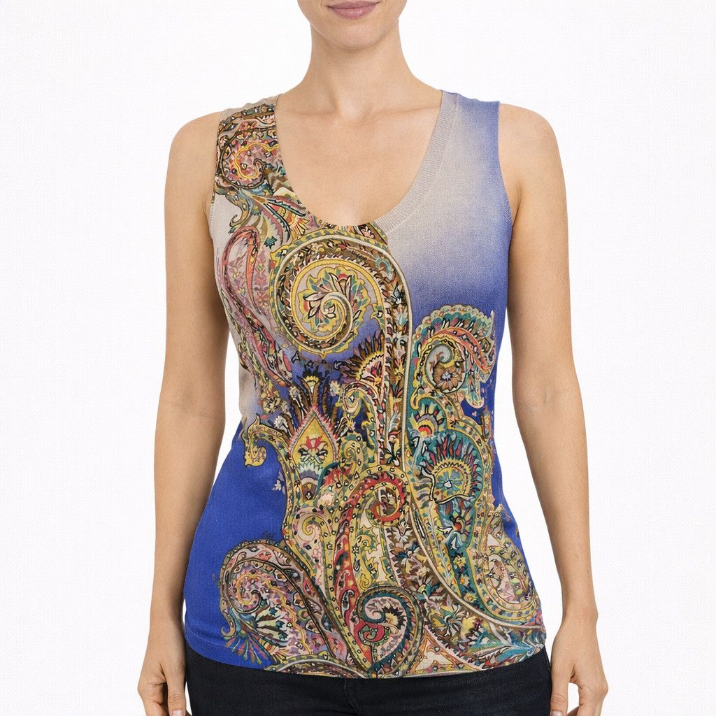 Etro Knit Top Silk Paisley Sleeveless Pullover Colorful Gift Size S / US 4 / IT 40 - 1 Thumbnail