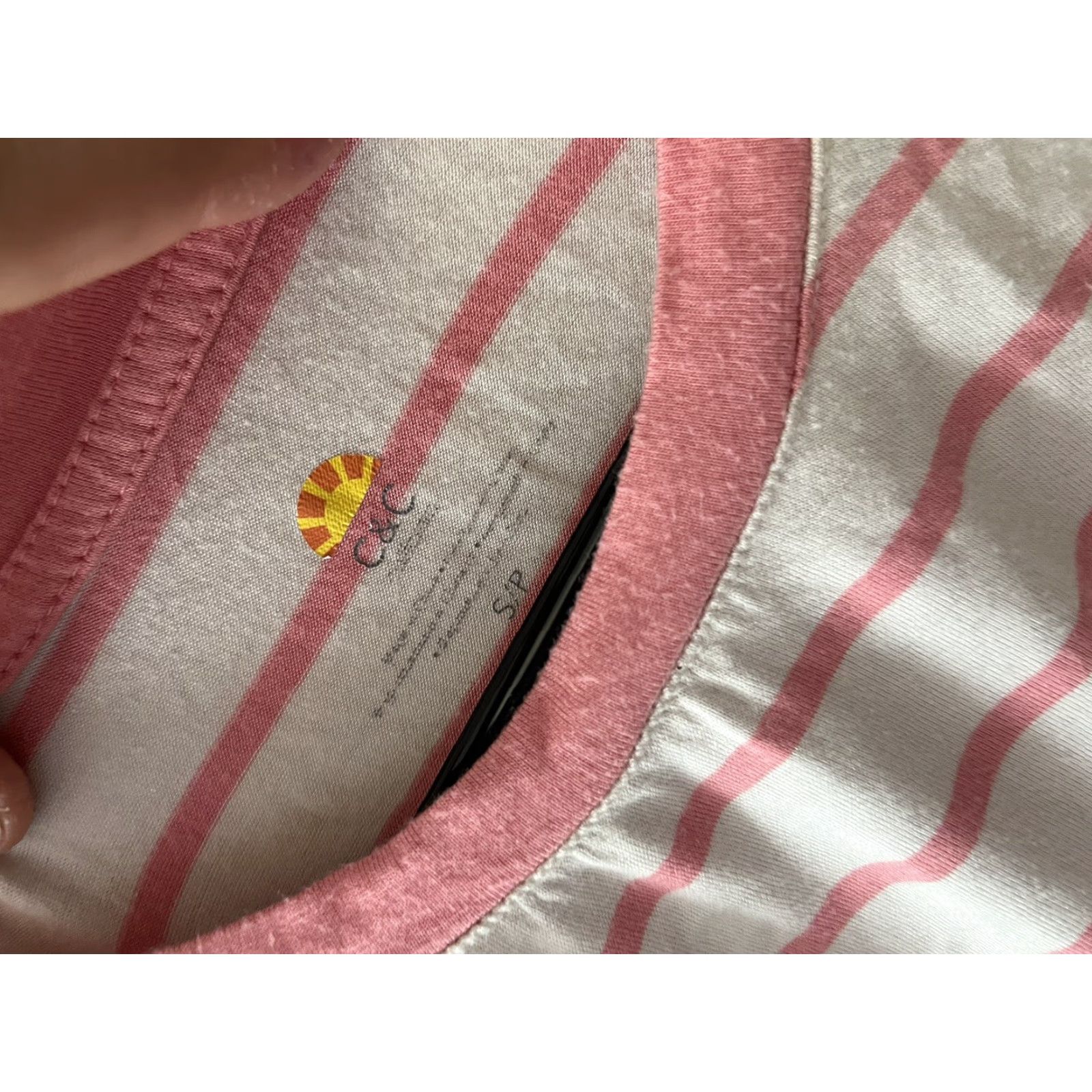 Vintage C&C California Pink Striped Crew Top Shirt Short Sleeve M Women's Size M / US 6-8 / IT 42-44 - 5 Thumbnail