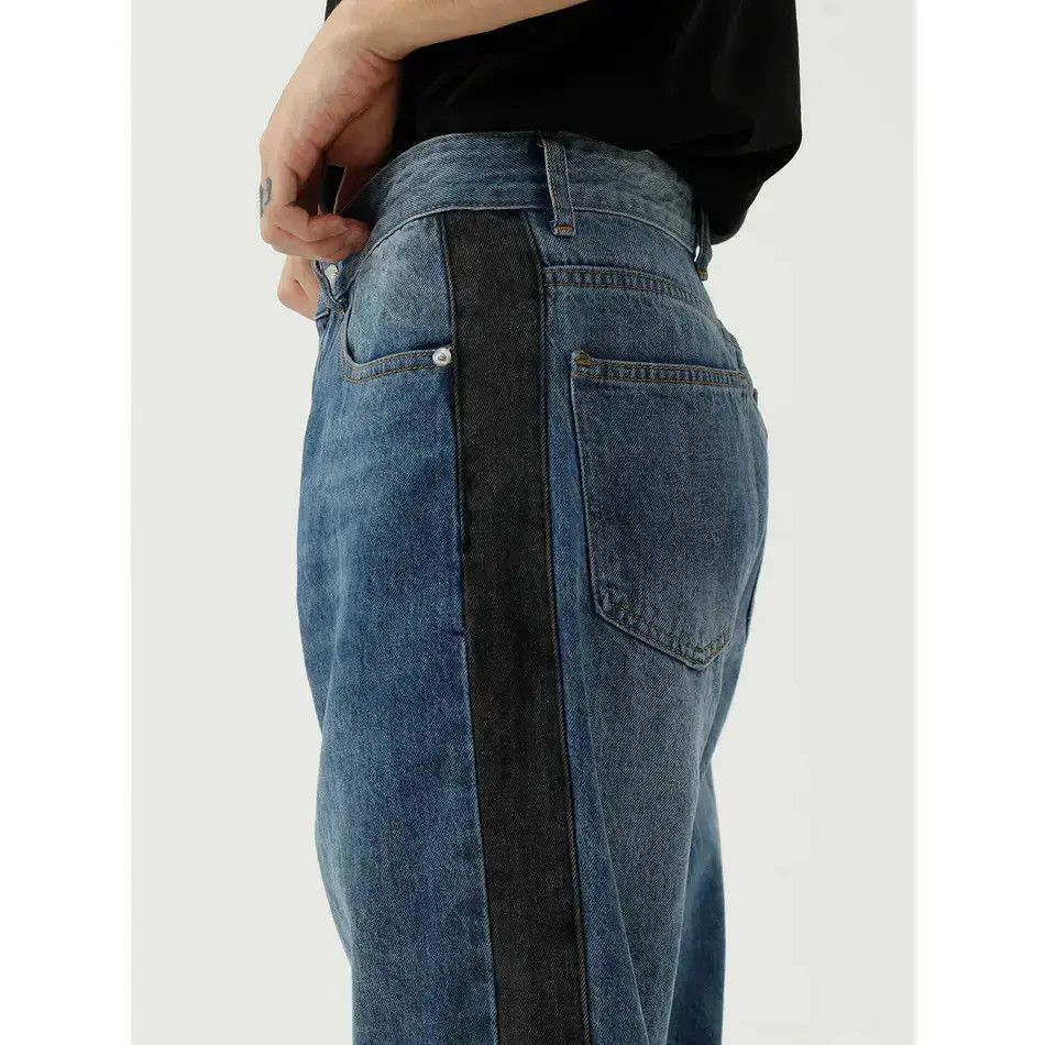 Japanese Brand Retro loose straight leg casual patchwork jeans Size US 32 / EU 48 - 4 Thumbnail