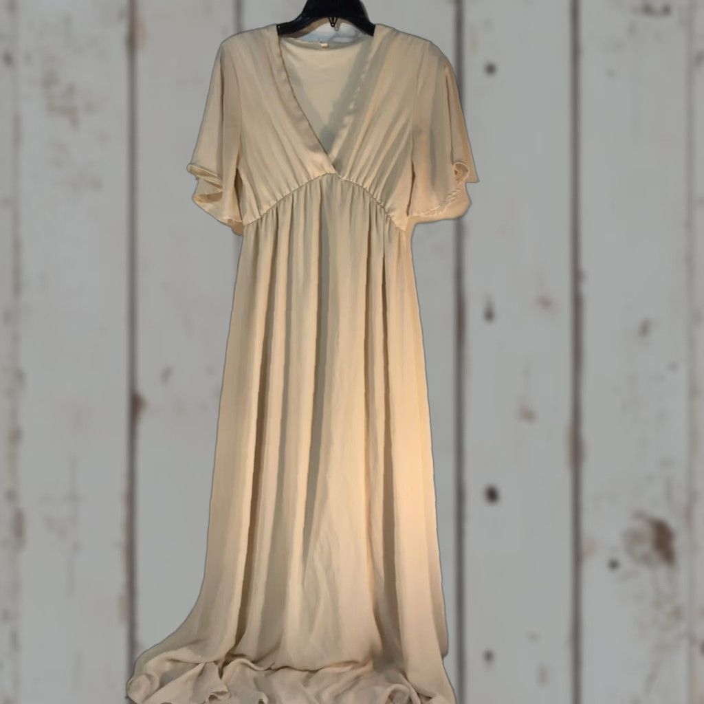 Pinko Pink Blush Maxi Dress Women’s M Pink V-Neck Flutter Sleeve Wedding Party Size M / US 6-8 / IT 42-44 - 1 Thumbnail