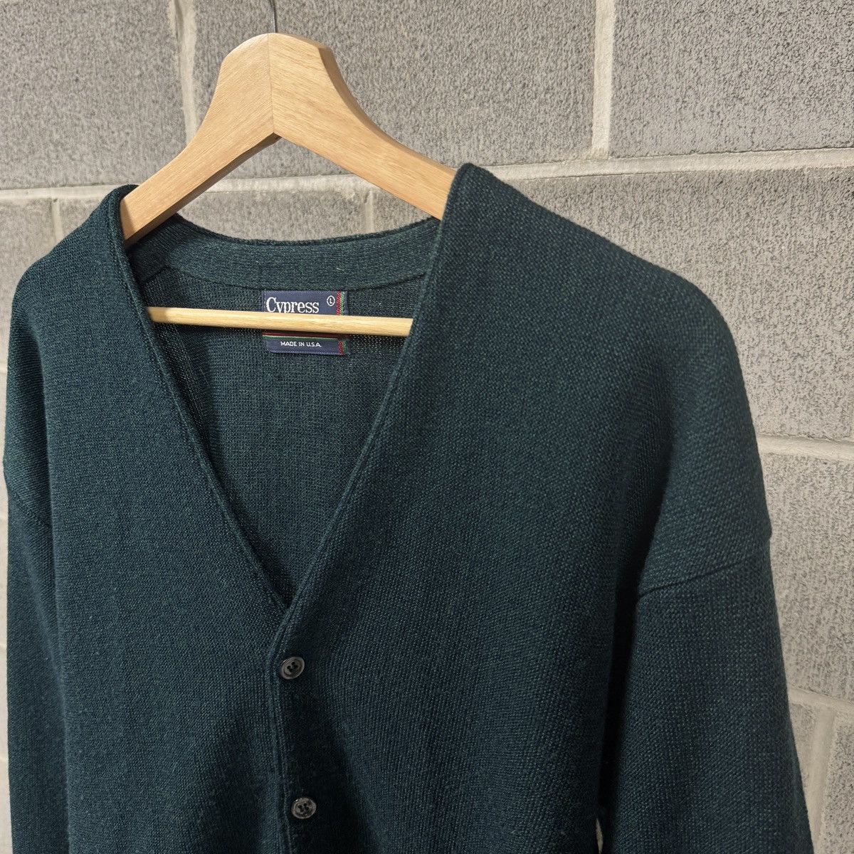 Vintage 90s Dark Green Blue Cardigan Sweater ERD Grunge Chrome Size US L / EU 52-54 / 3 - 3 Thumbnail
