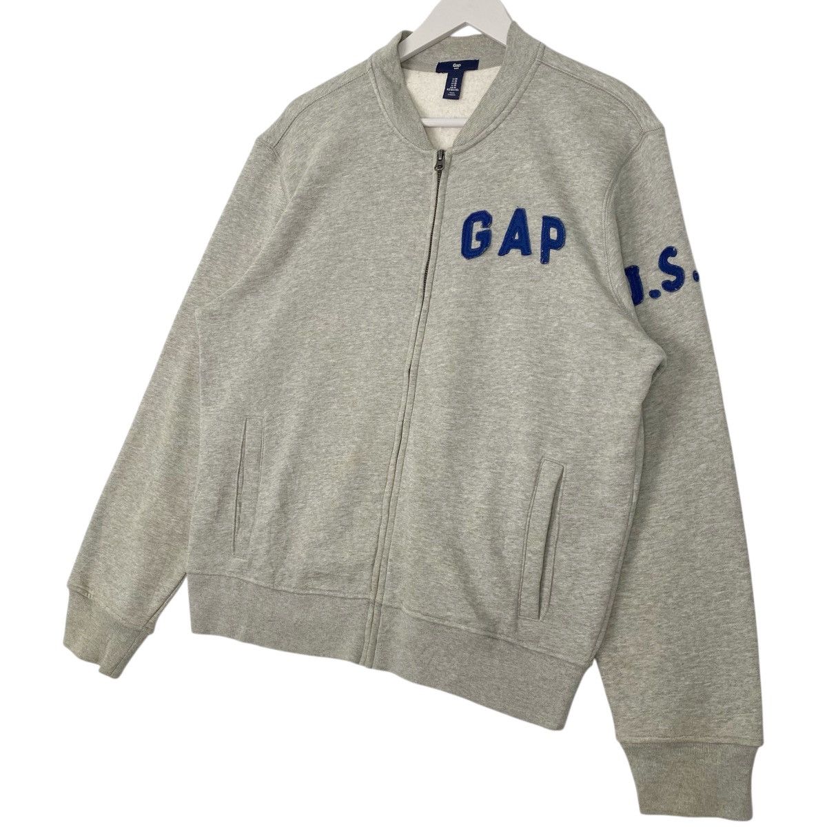 Vintage Vintage GAP Full Zip Sweatshirt Varsity Grey Pullover Size M Size US M / EU 48-50 / 2 - 2 Thumbnail