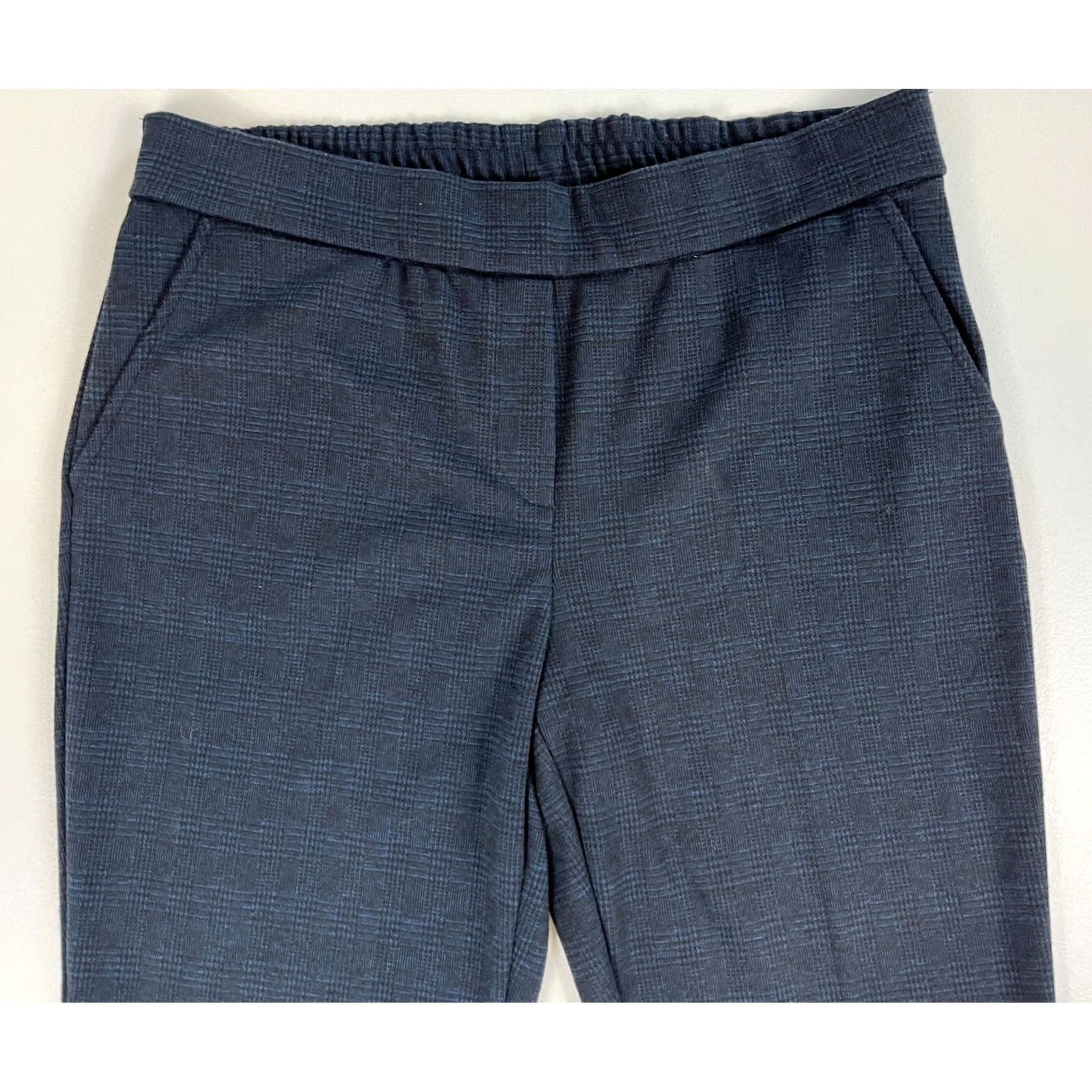 Vintage Jake*s Women’s Check Pants NWT Navy 40 Regular Elastic Pleated Straight Waist Pockets Stretch Modern Business Casual Travel Mens Womens Girls Boys Size 27" / US 4 / IT 40 - 6 Thumbnail