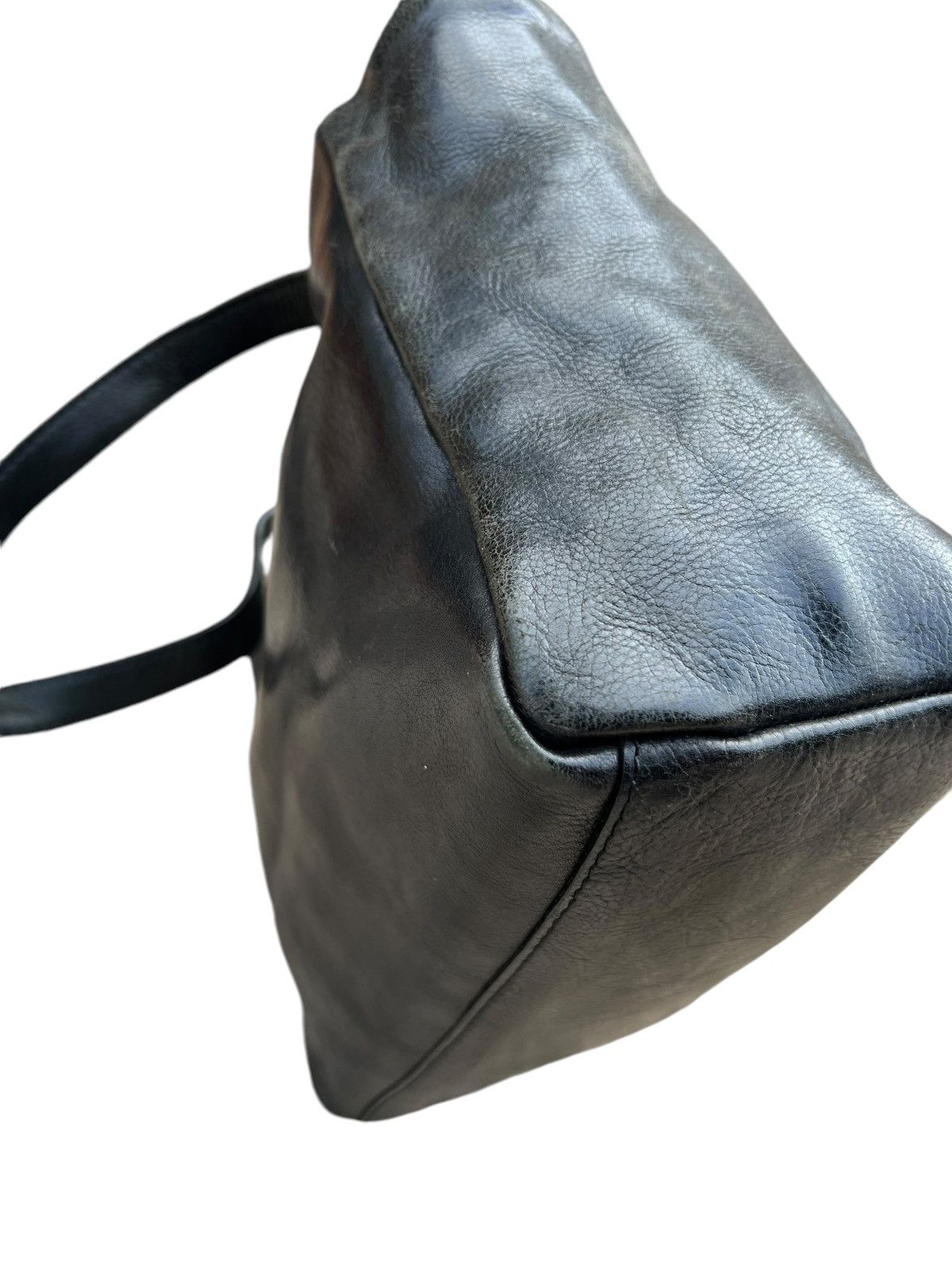 Issey Miyake × Leather × Zucca Vintage Zucca Japan Faded Patina Leather Mini Tote Bag Size ONE SIZE - 15 Thumbnail