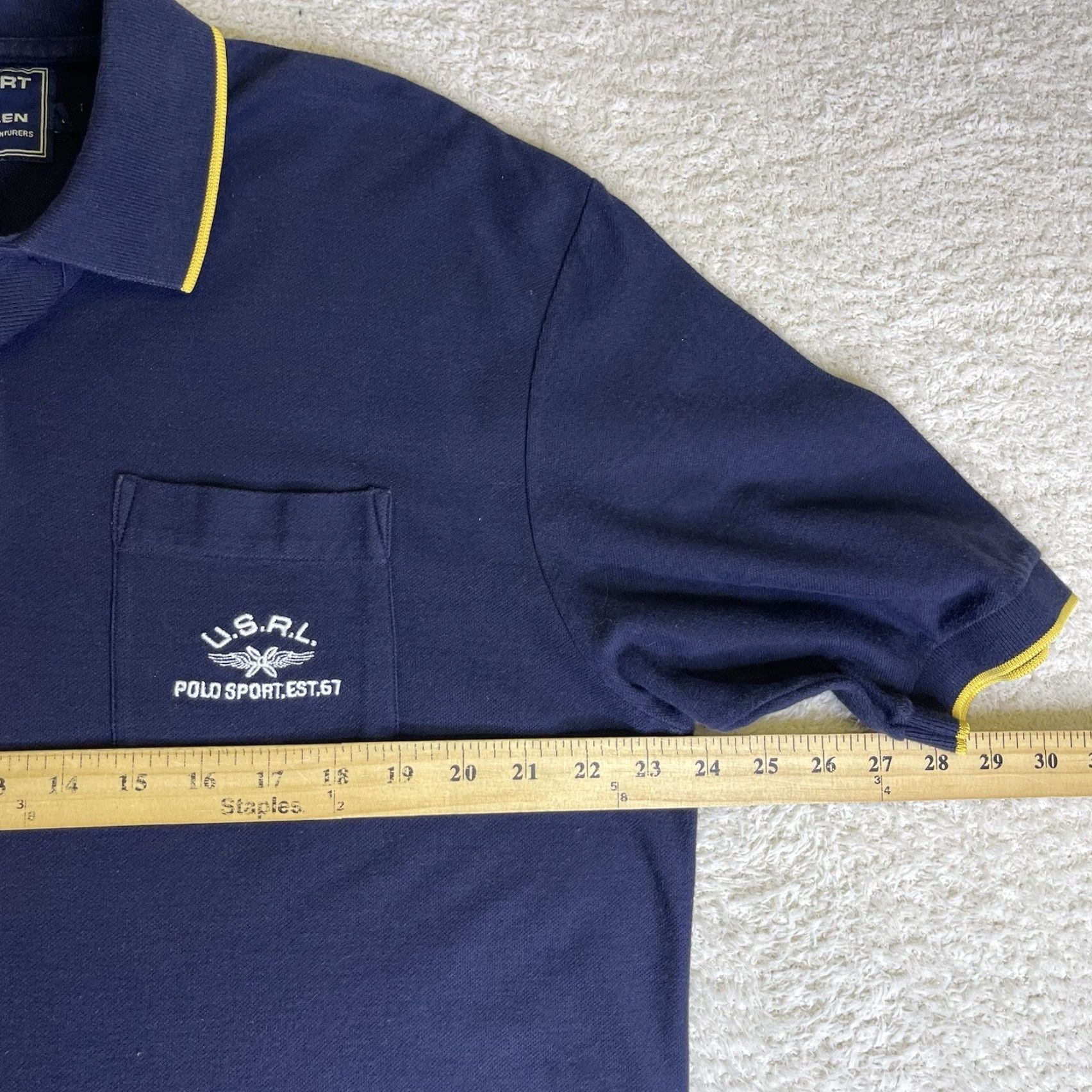 Vintage VINTAGE Polo Sport Shirt Mens Large Blue Yellow USRL 67 Embroidered Ralph Lauren Polo Shirt Size US L / EU 52-54 / 3 - 6 Thumbnail