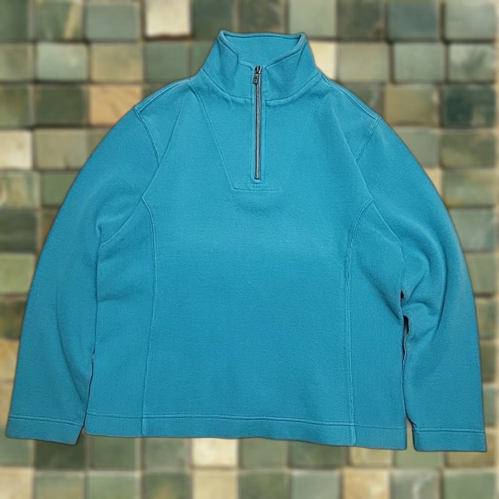 Tommy Bahama Tommy Bahama Sweater Mens M Teal Blue Cotton Stretch Blend Long Sleeve 1/4 Zip Size US M / EU 48-50 / 2 - 1 Thumbnail