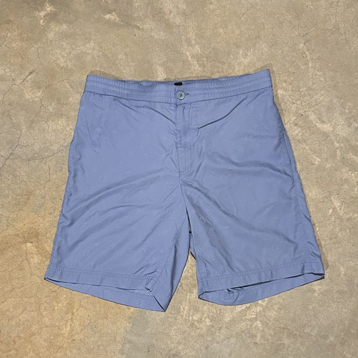 Designer × Louis Vuitton Louis Vuitton Monogram LV Print Nylon Baby Blue Shorts Size US 33 - 1 Thumbnail