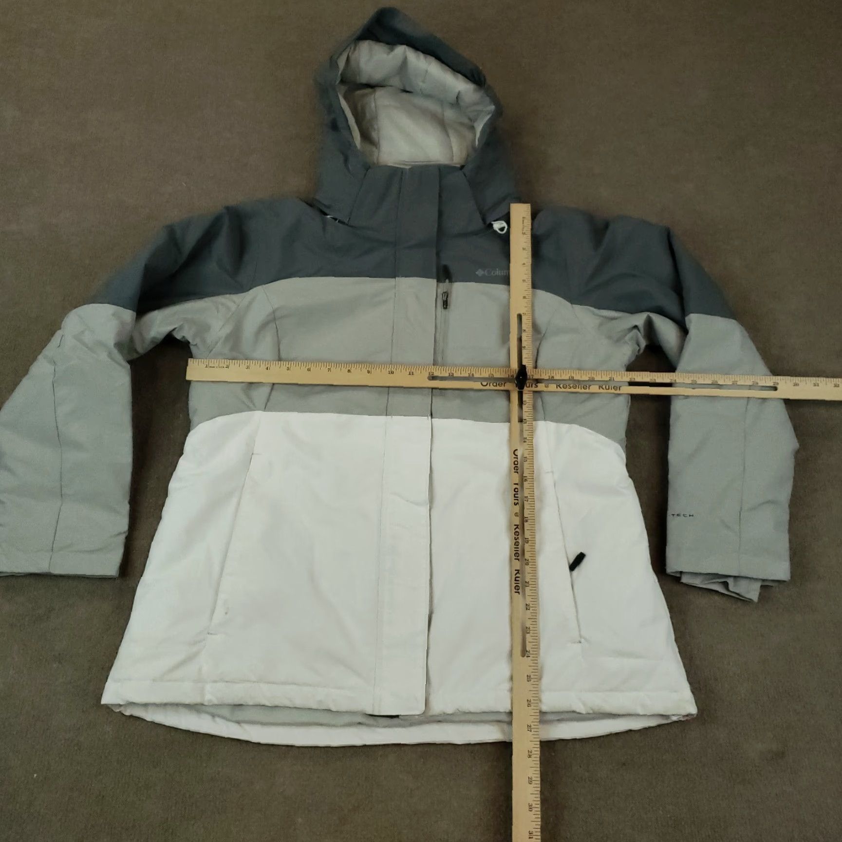 Vintage Columbia Jacket Women's Medium Gray Hooded Full Zip Pockets Omni-Tech Winter Size M / US 6-8 / IT 42-44 - 2 Thumbnail