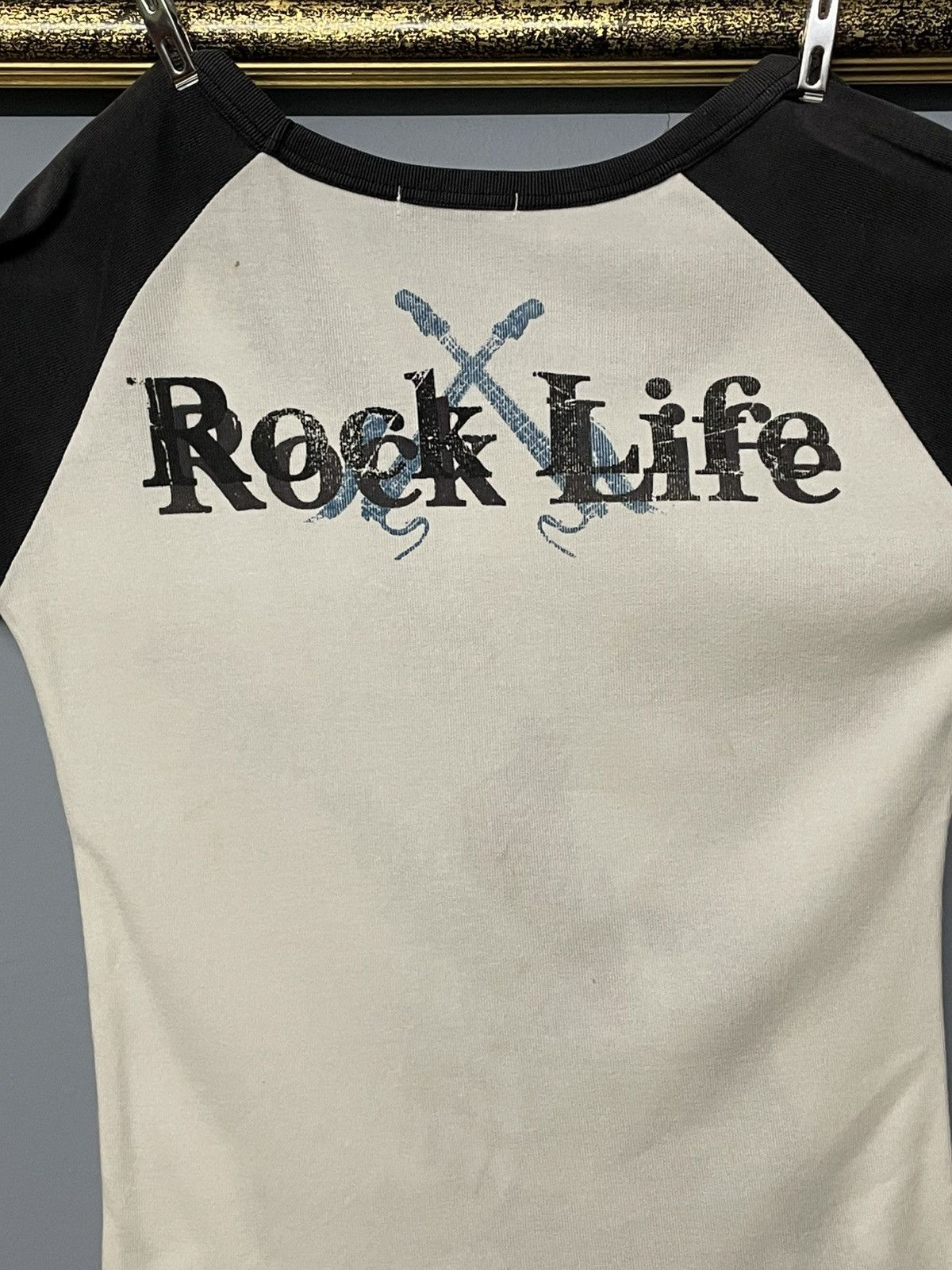 Designer × Japanese Brand × Vintage Vintage 1990s Japan Sky Bomber Rock Life Skull Baby Tee Size US XXS / EU 40 - 6 Thumbnail