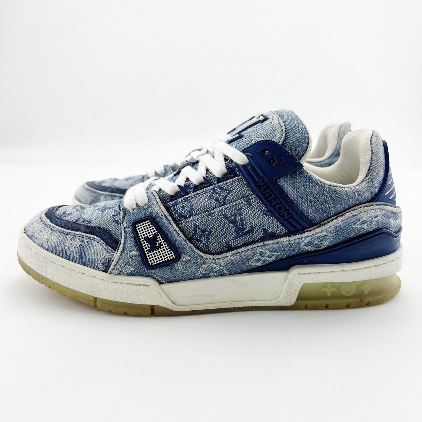 Louis Vuitton LV Blue Trainer Denim Print Sneakers Size US 8.5 / EU 41-42 - 1 Thumbnail