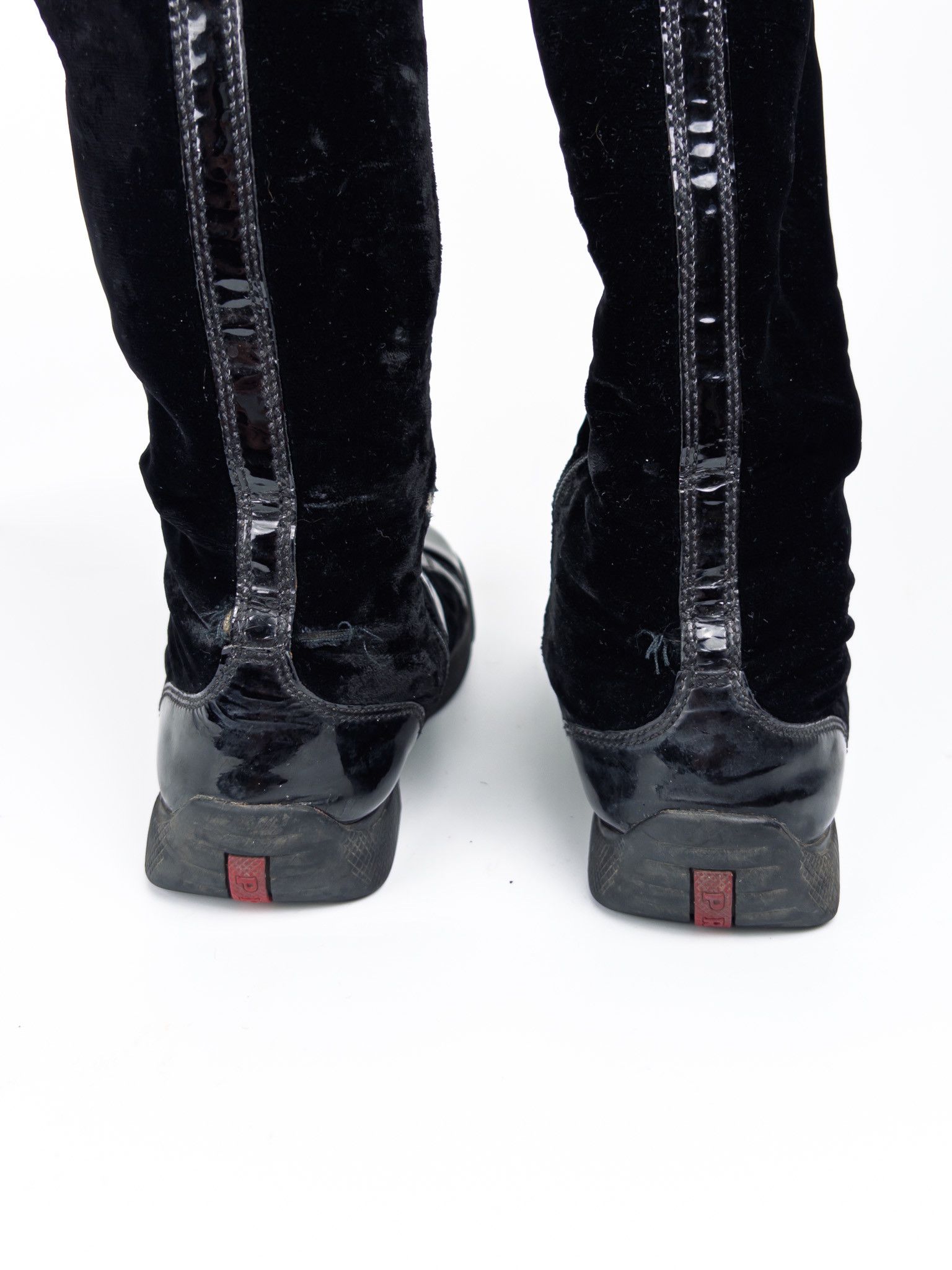 Prada Vintage Y2K 2000s Prada Velvet High Riding Boots Size US 7 / IT 37 - 7 Thumbnail